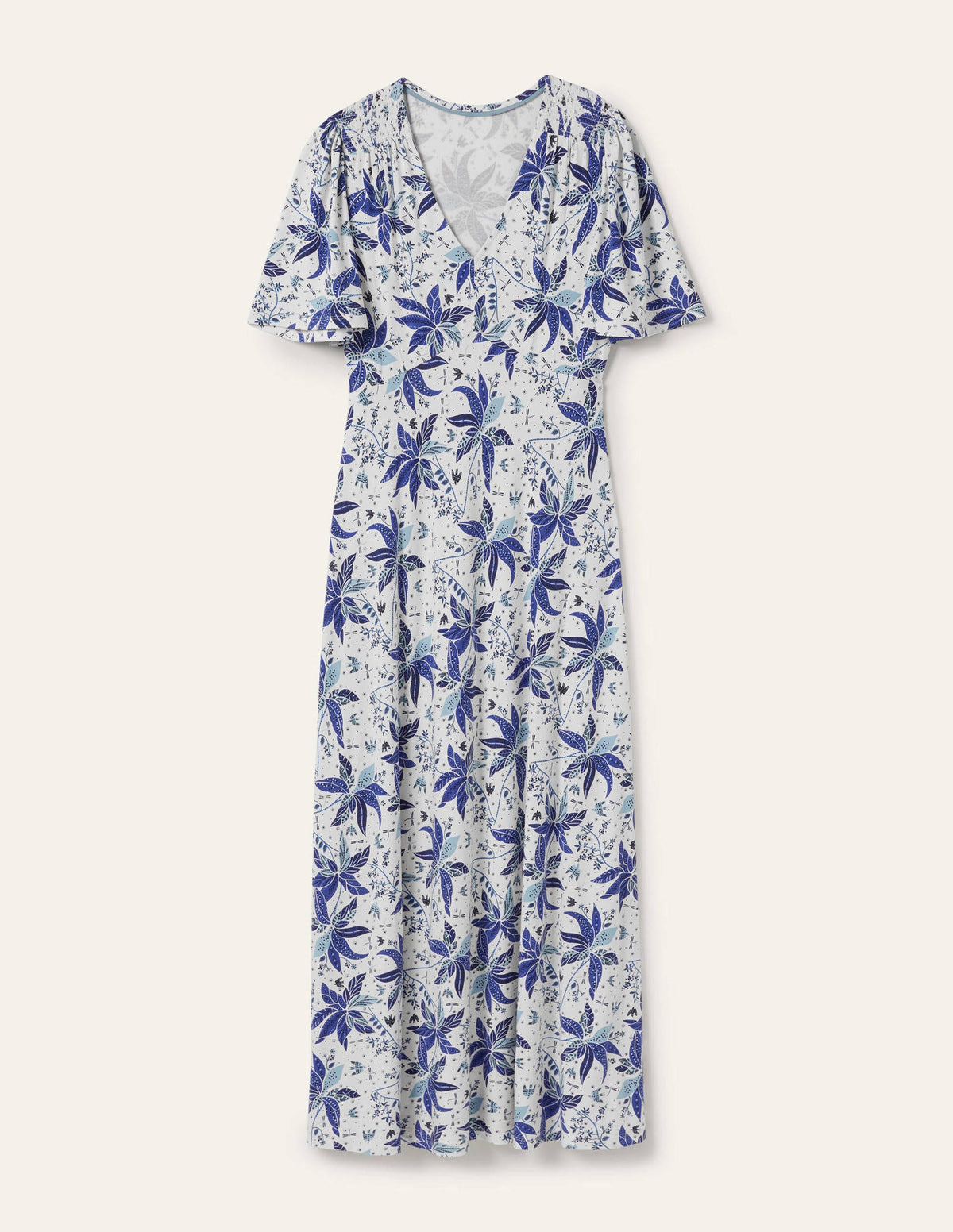Jersey-Midikleid-Blau, Orientalisches Muster-5