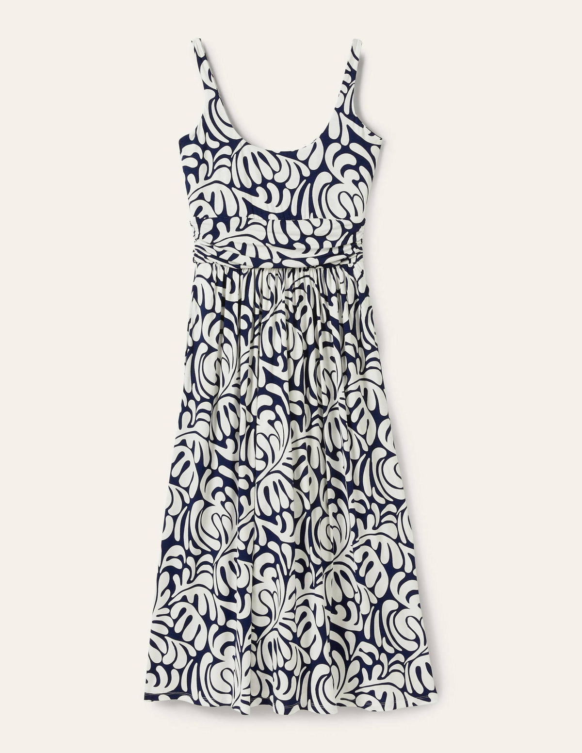 Jersey-Midikleid mit Rundhalsausschnitt-Navy, Palmen-Wirbelmuster - Image 5