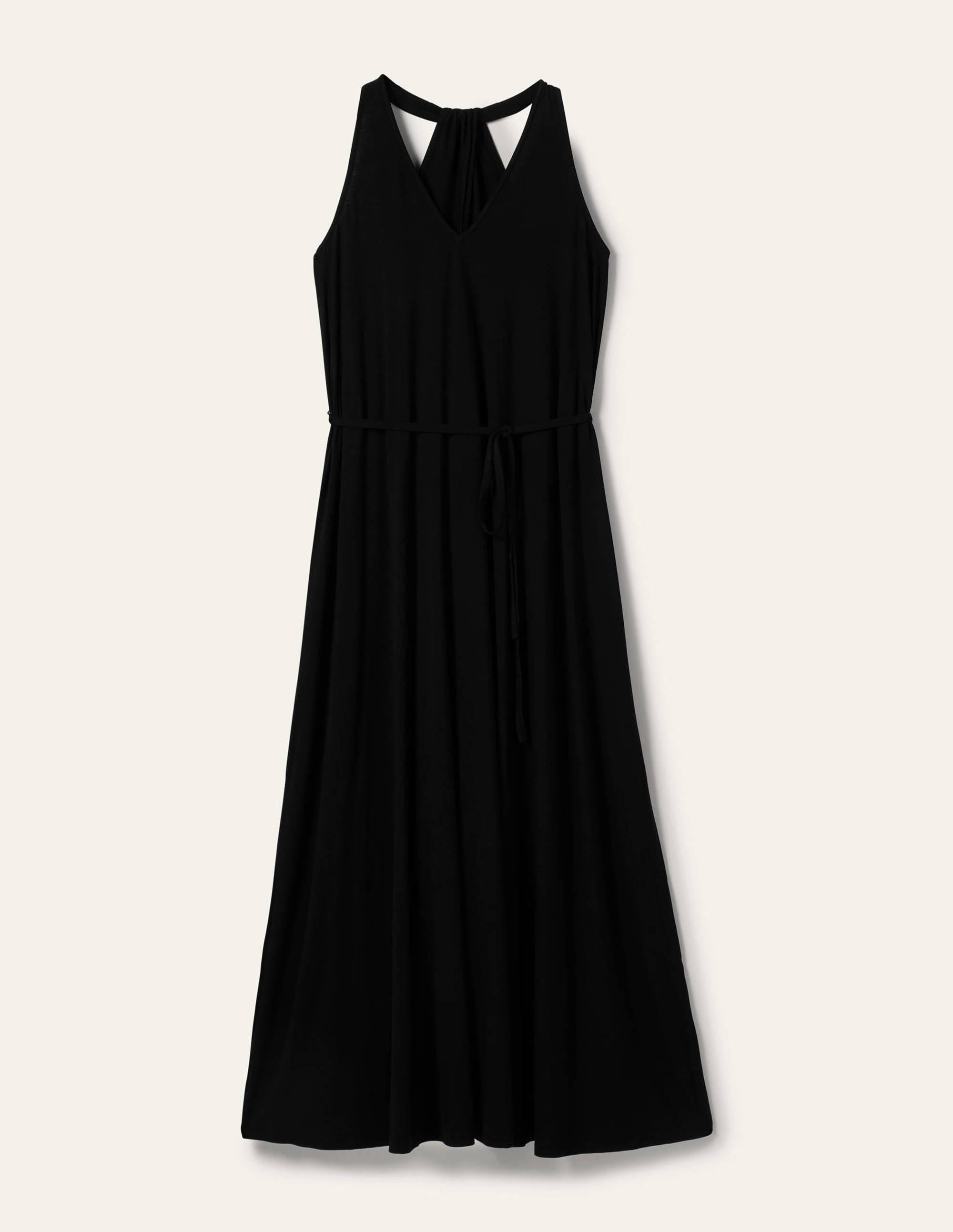 V-Neck Jersey Maxi Dress-Black - Image 5