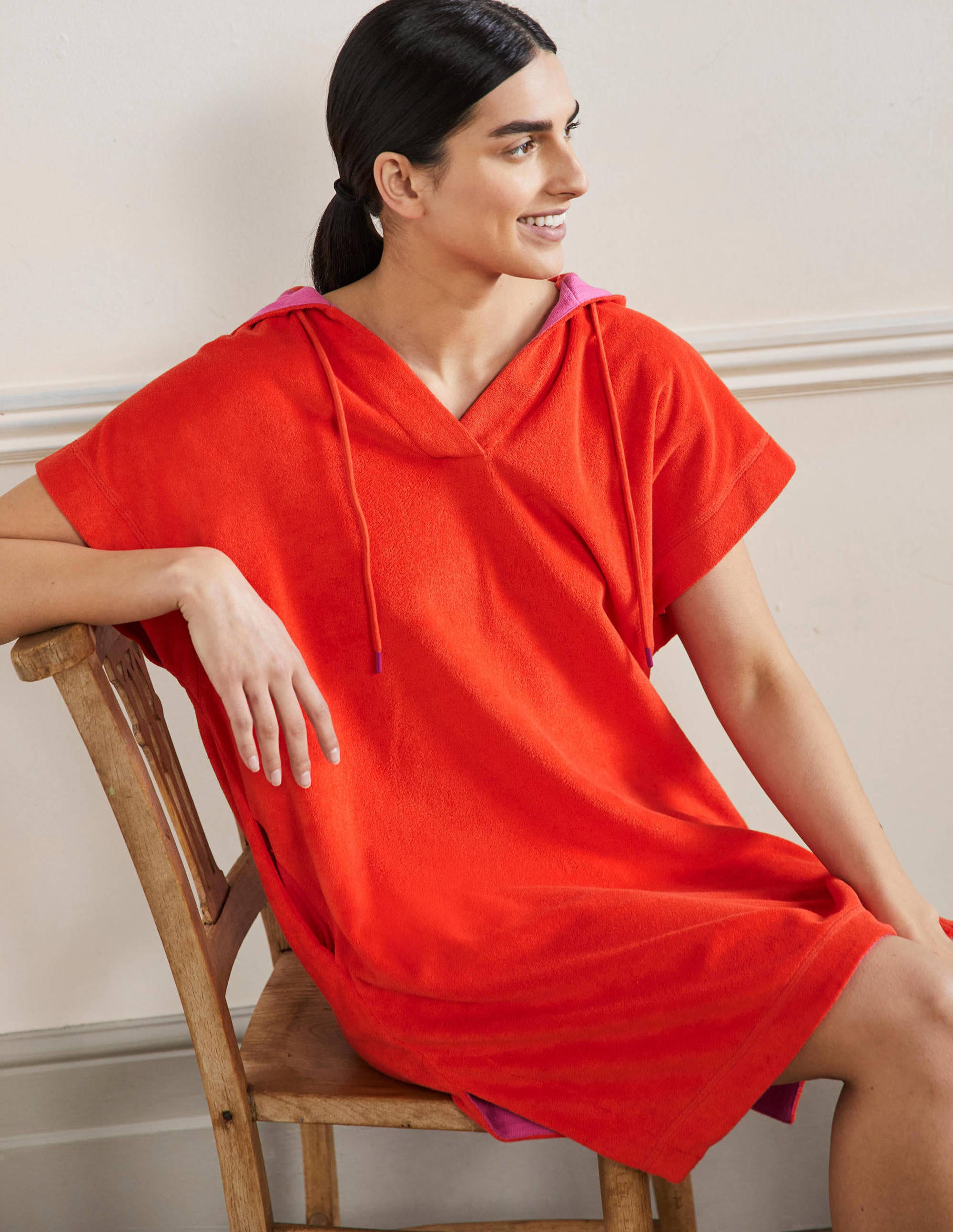 Robe à capuche Erica en éponge-Papaye - Image 4
