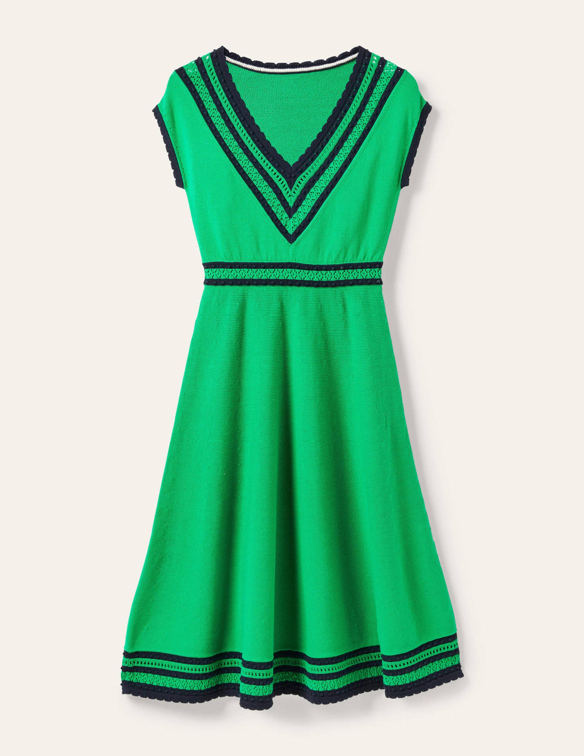 Midi-Strickkleid mit Zierborte-Sattes Smaragdgrün-5