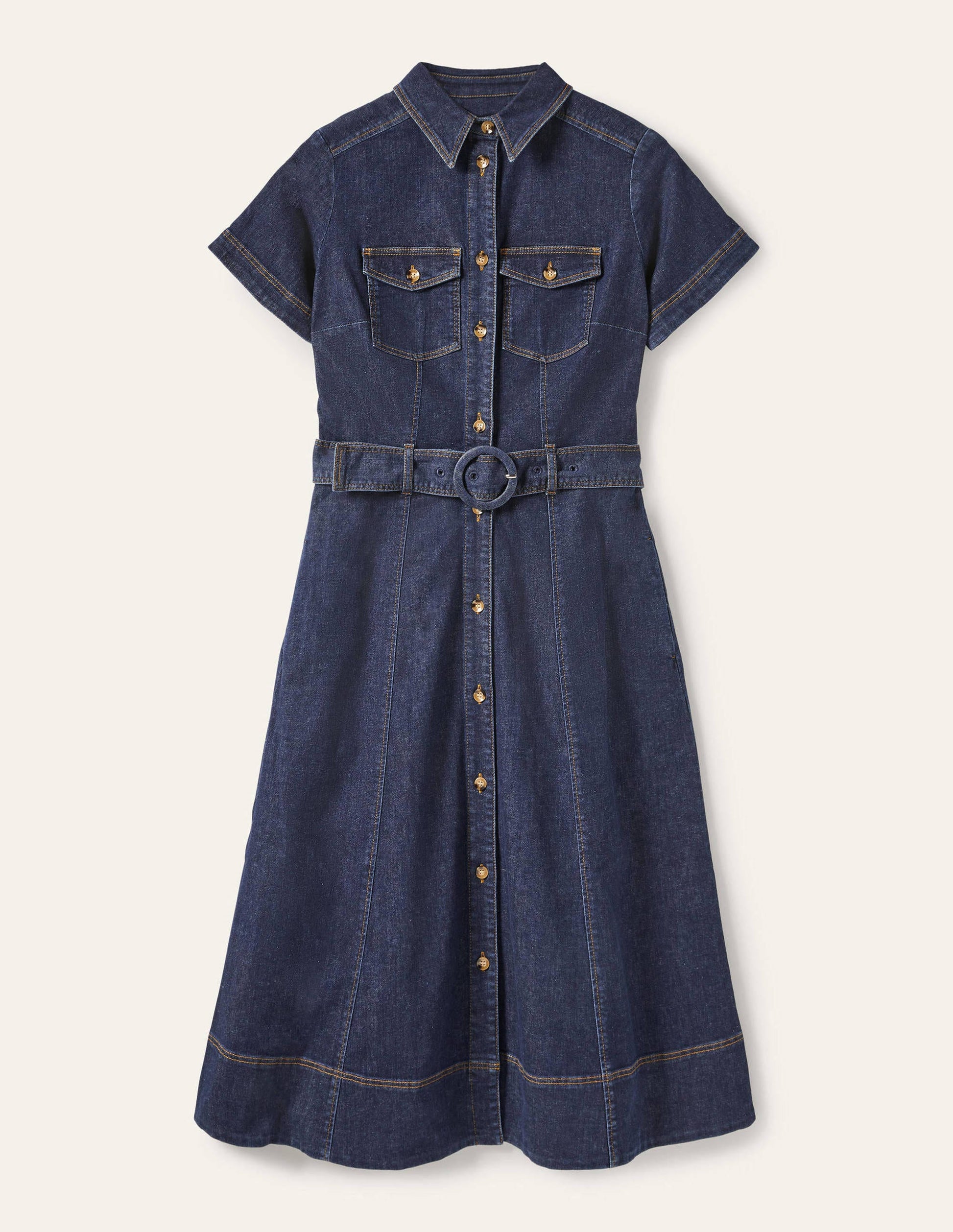 Robe-chemise midi à ceinture-Vintage moyen-6