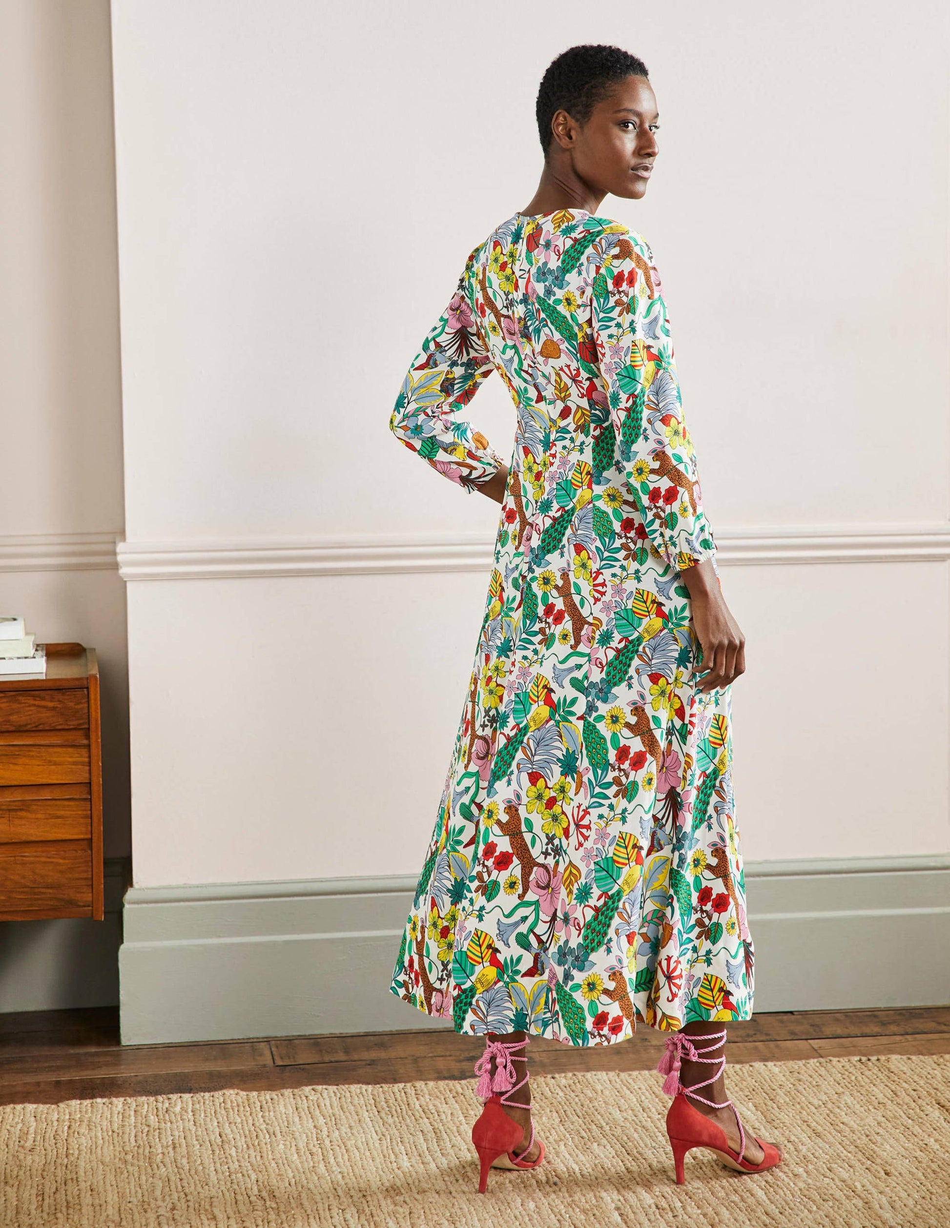 Maxikleid mit Rundhalsausschnitt-Bunt, Exotisches Paradies-7