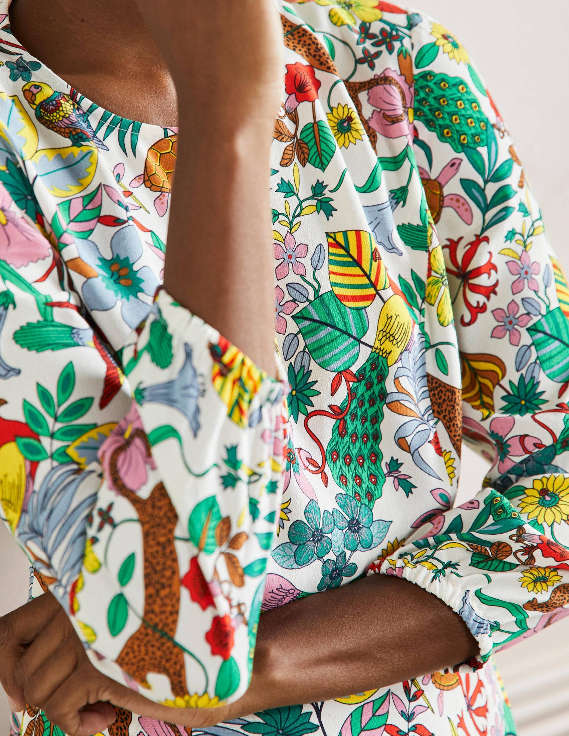 Maxikleid mit Rundhalsausschnitt-Bunt, Exotisches Paradies-2