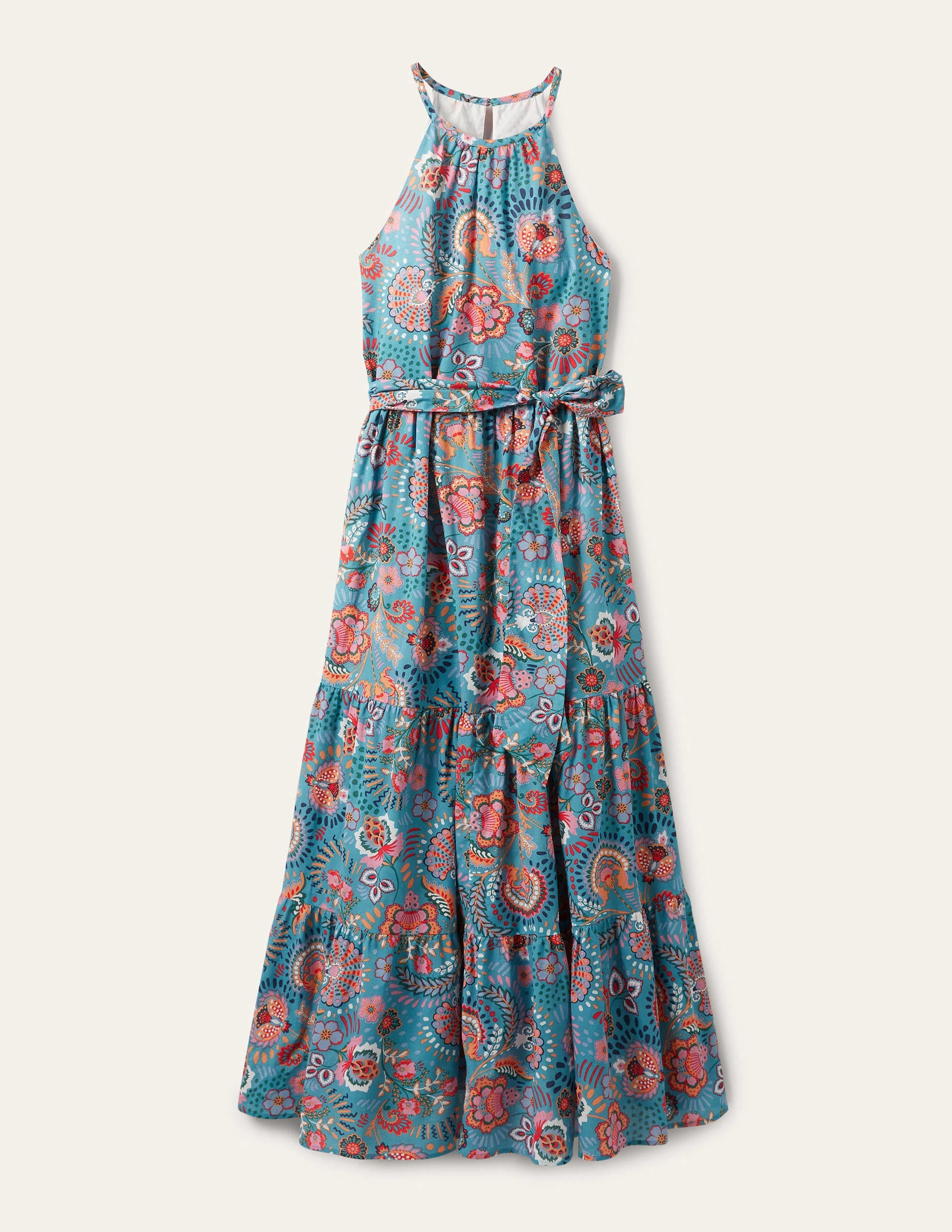 Robe longue dos-nu à volants-Pied d'alouette, motif Decorative Meadow - Image 6