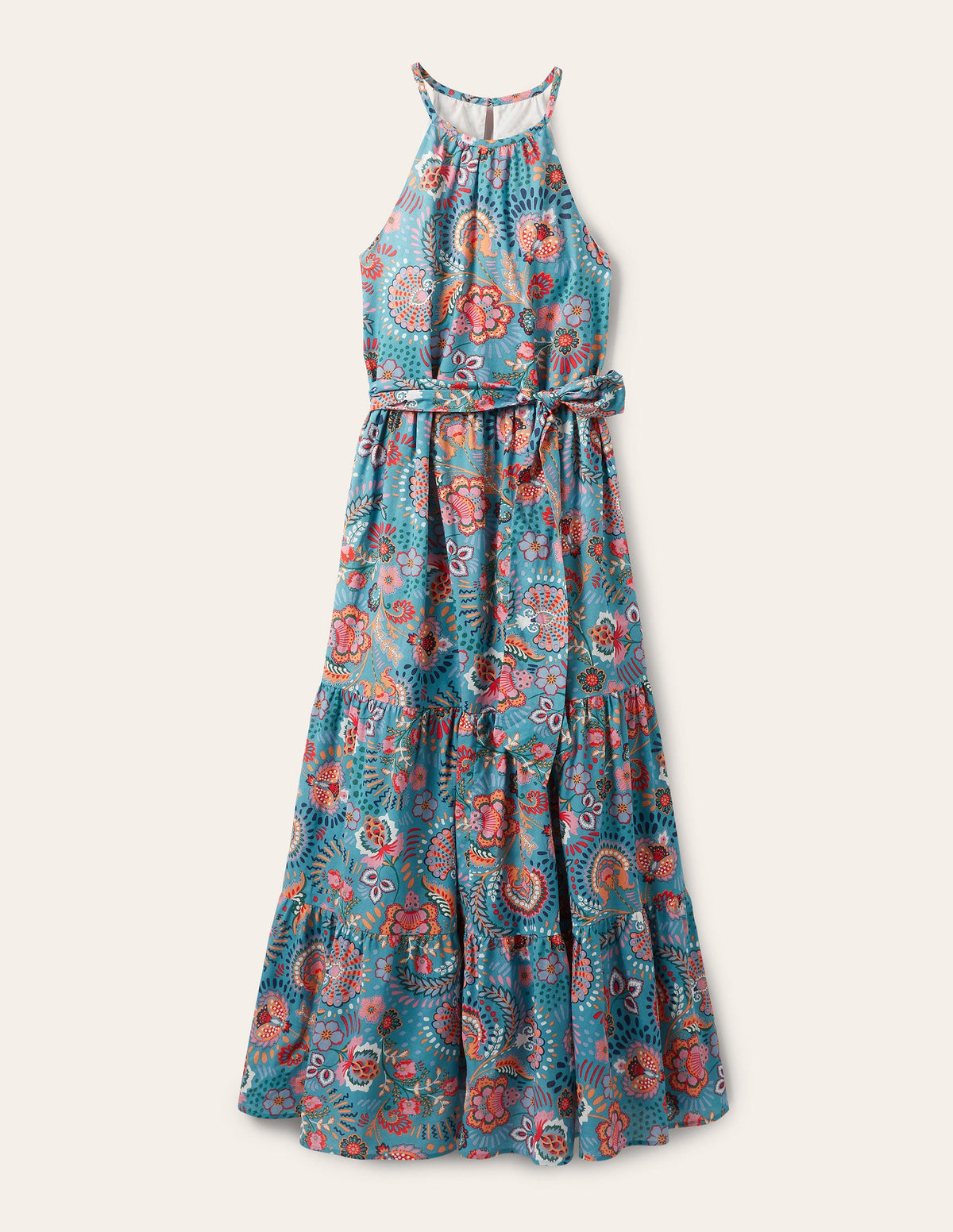 Robe longue dos-nu à volants-Pied d'alouette, motif Decorative Meadow - Image 7