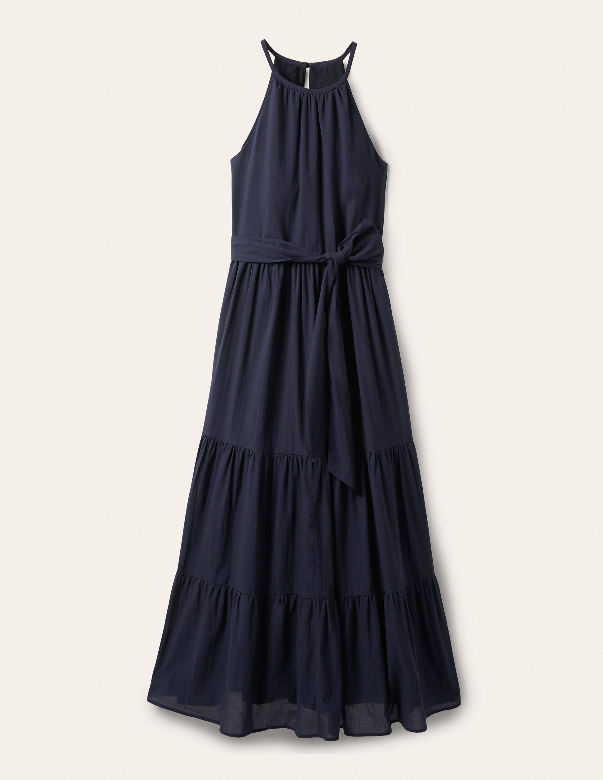 Gestuftes Neckholder-Maxikleid-Marineblau-7