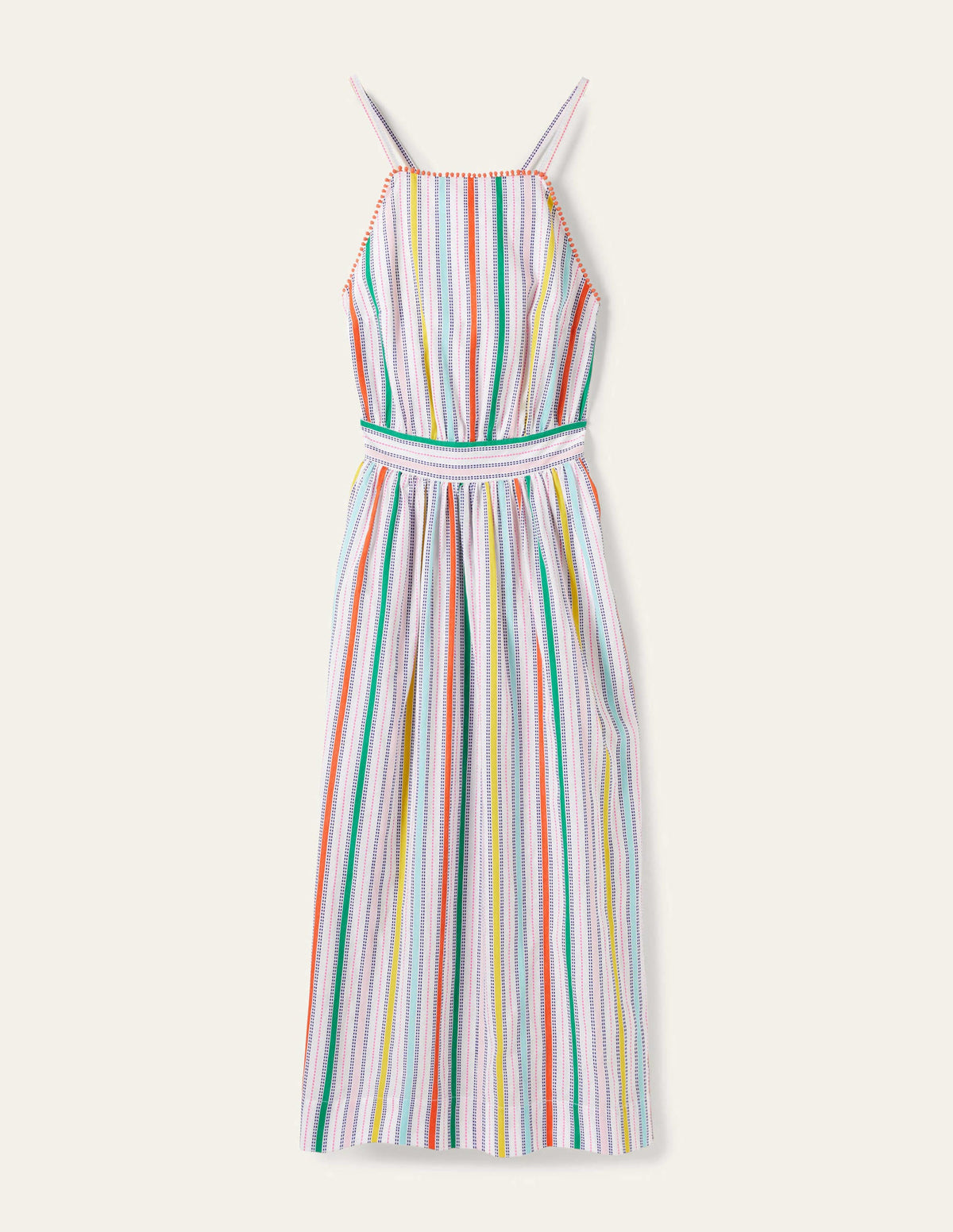 Gestreiftes Neckholder-Midikleid-Maisgelb/Paprikagrün-6