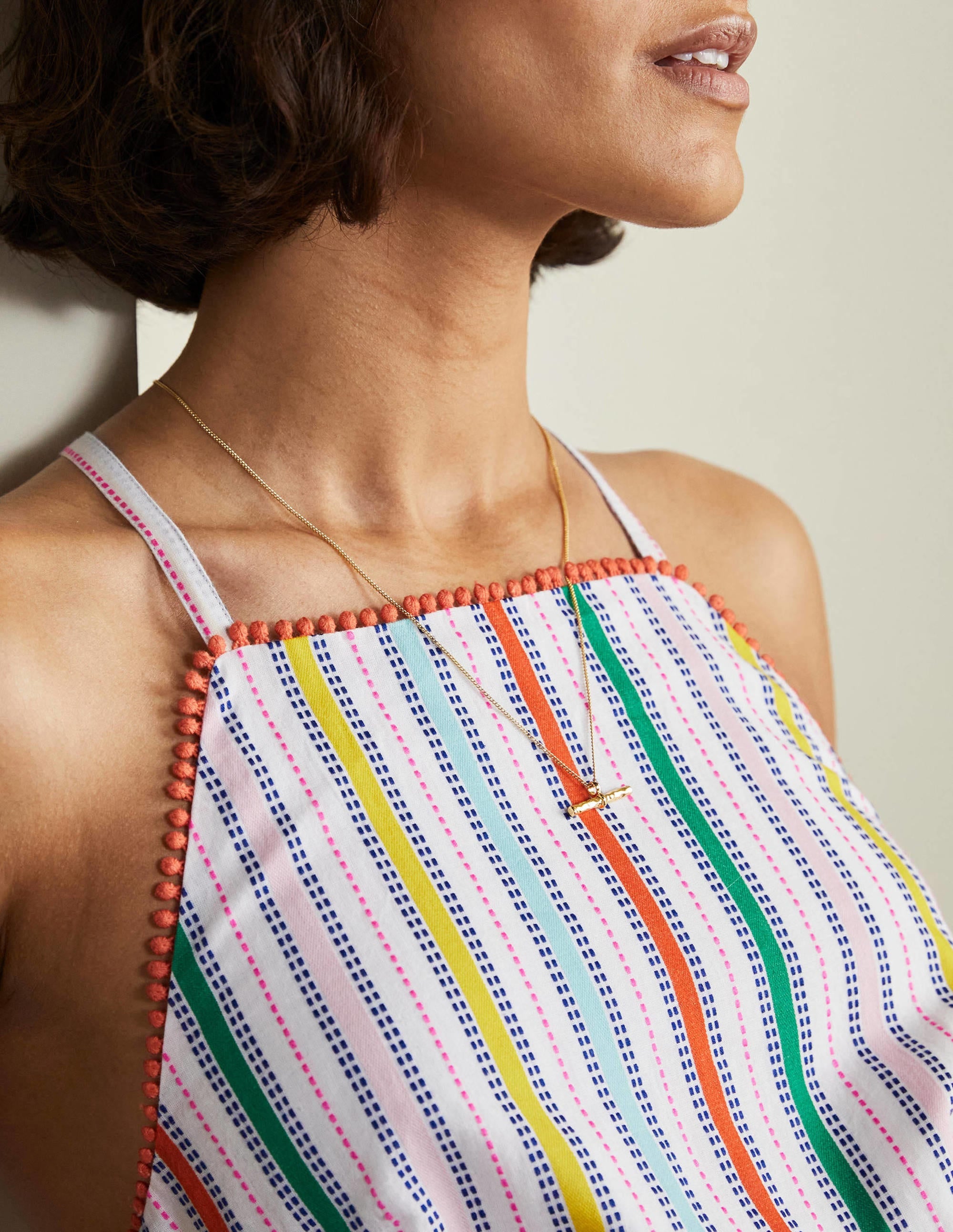 Gestreiftes Neckholder-Midikleid-Maisgelb/Paprikagrün - Image 2