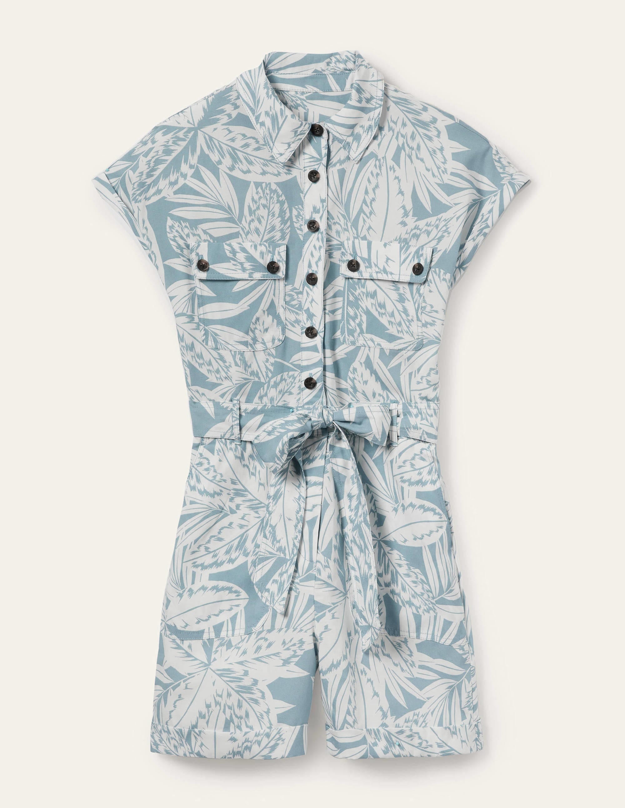 Einteiler mit Taschen-Bergquellenblau, Exotische Blätter - Image 5