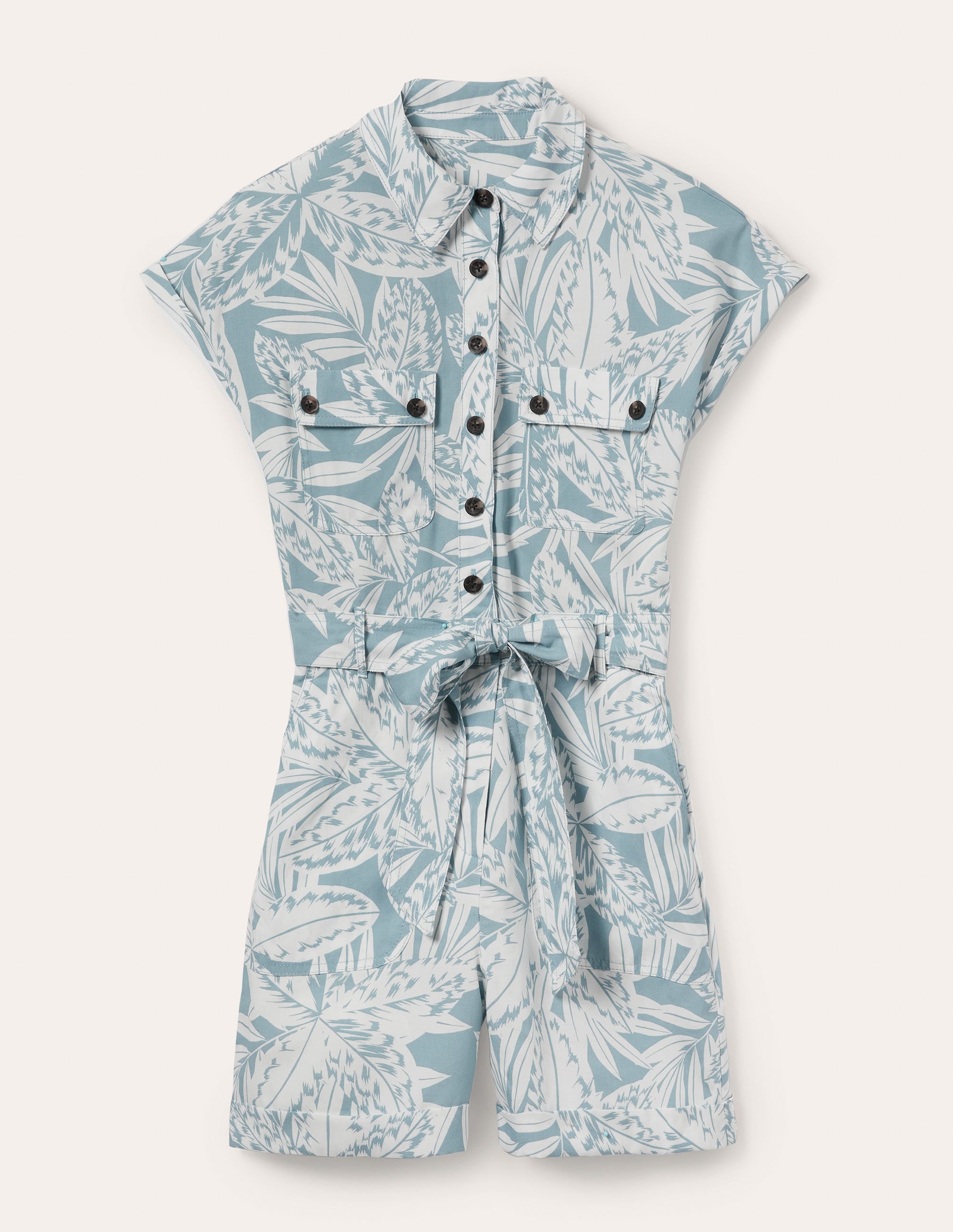 Einteiler mit Taschen-Bergquellenblau, Exotische Blätter - Image 6