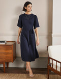 Strickkleid mit weiten Ärmeln-Marineblau