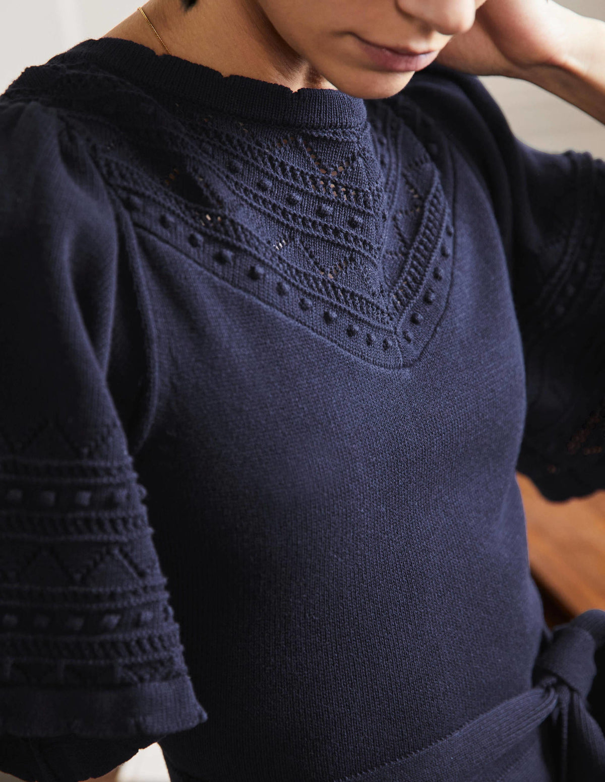 Strickkleid mit weiten Ärmeln-Marineblau-2
