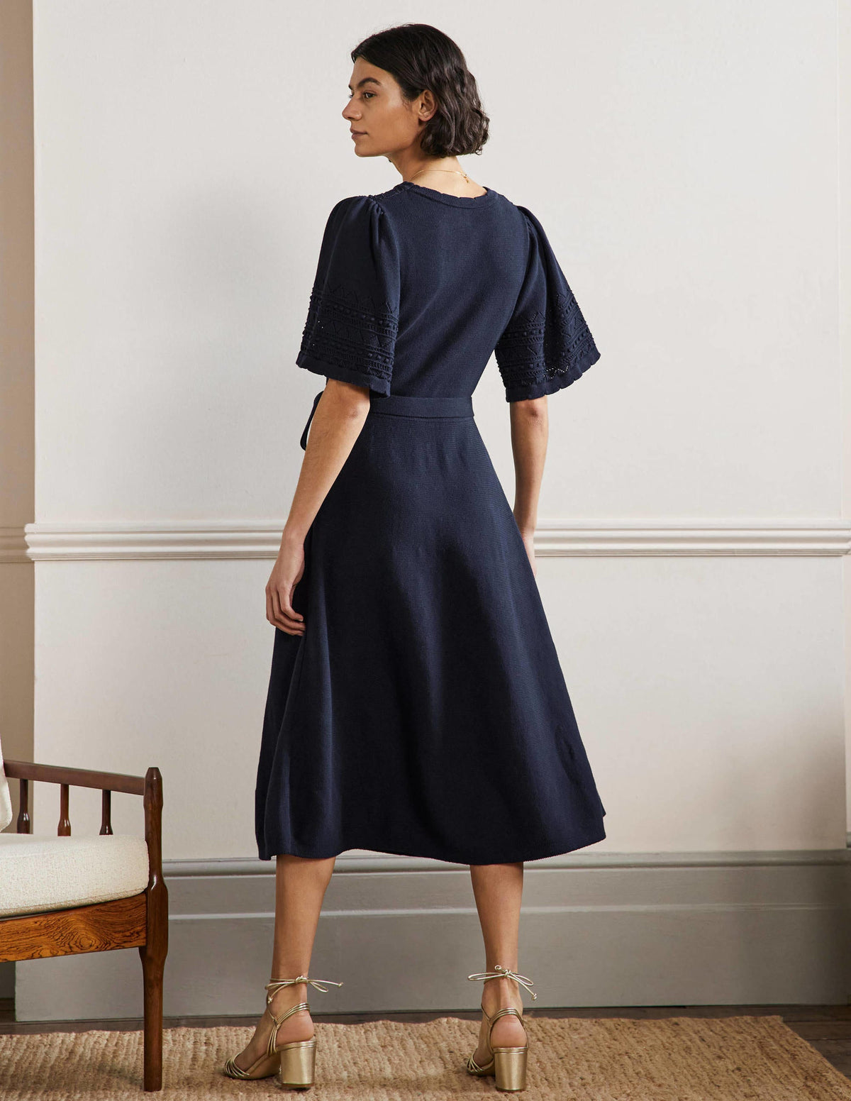 Strickkleid mit weiten Ärmeln-Marineblau - Image 3