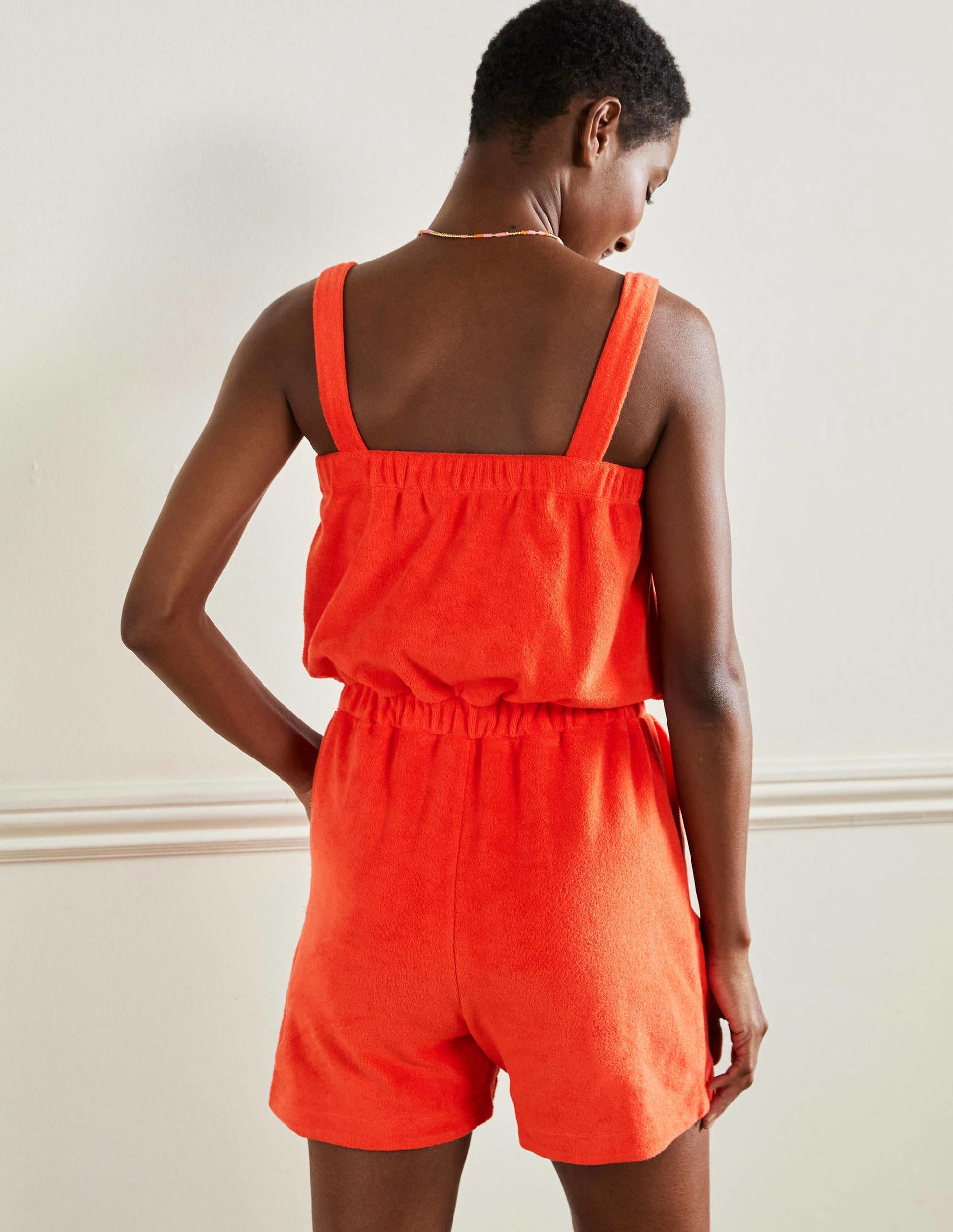 Erica Towelling Playsuit-Papaya-3