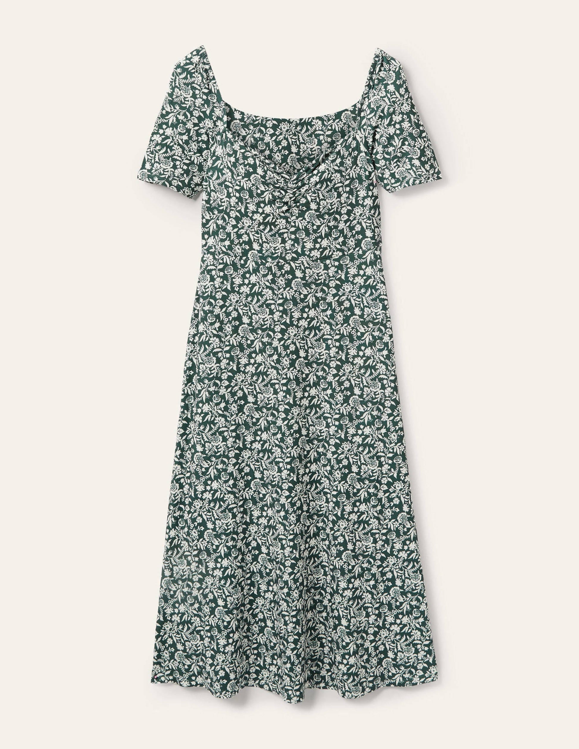 Jersey-Midikleid mit Herzausschnitt-Olivgrün, Hübsches Blumenmuster-6