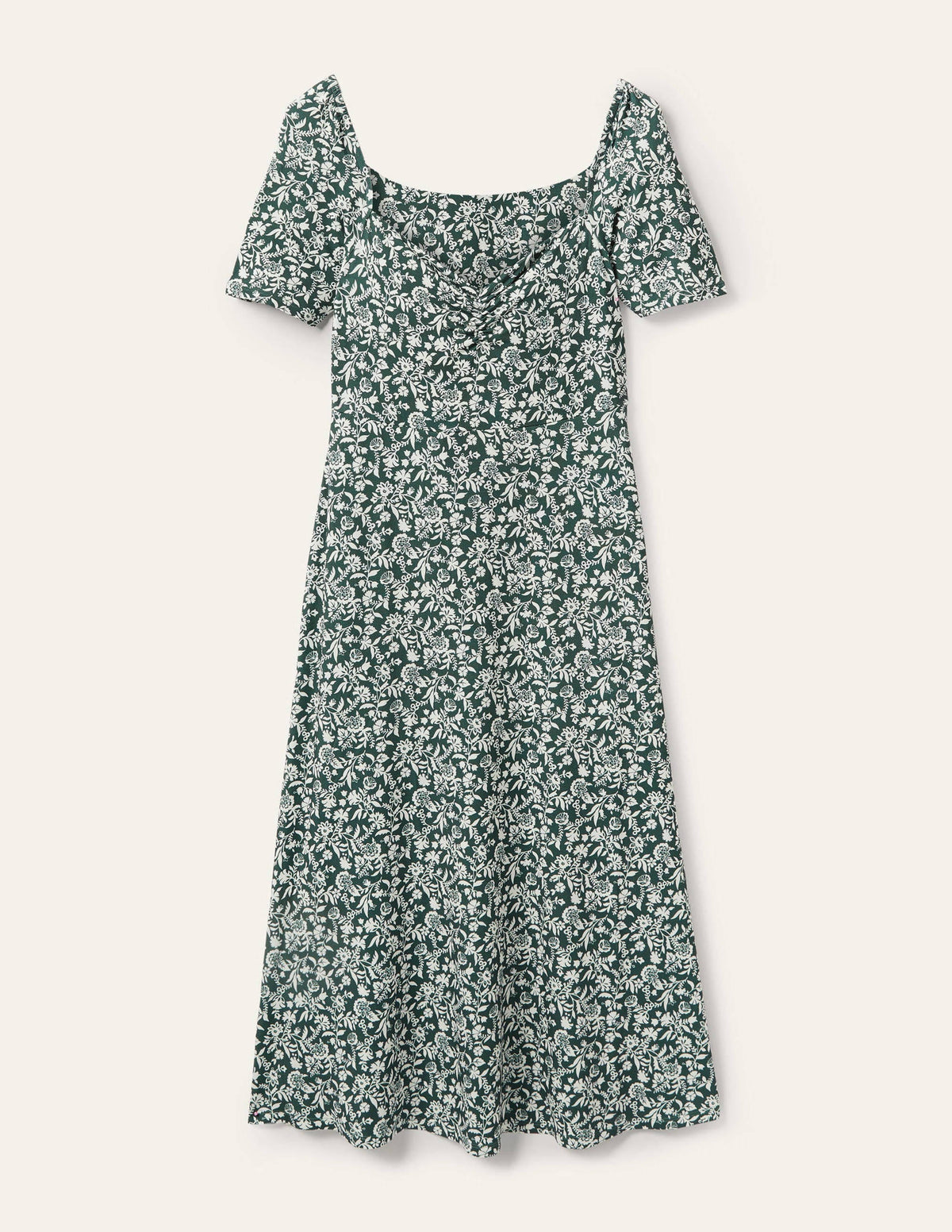 Jersey-Midikleid mit Herzausschnitt-Olivgrün, Hübsches Blumenmuster - Image 6