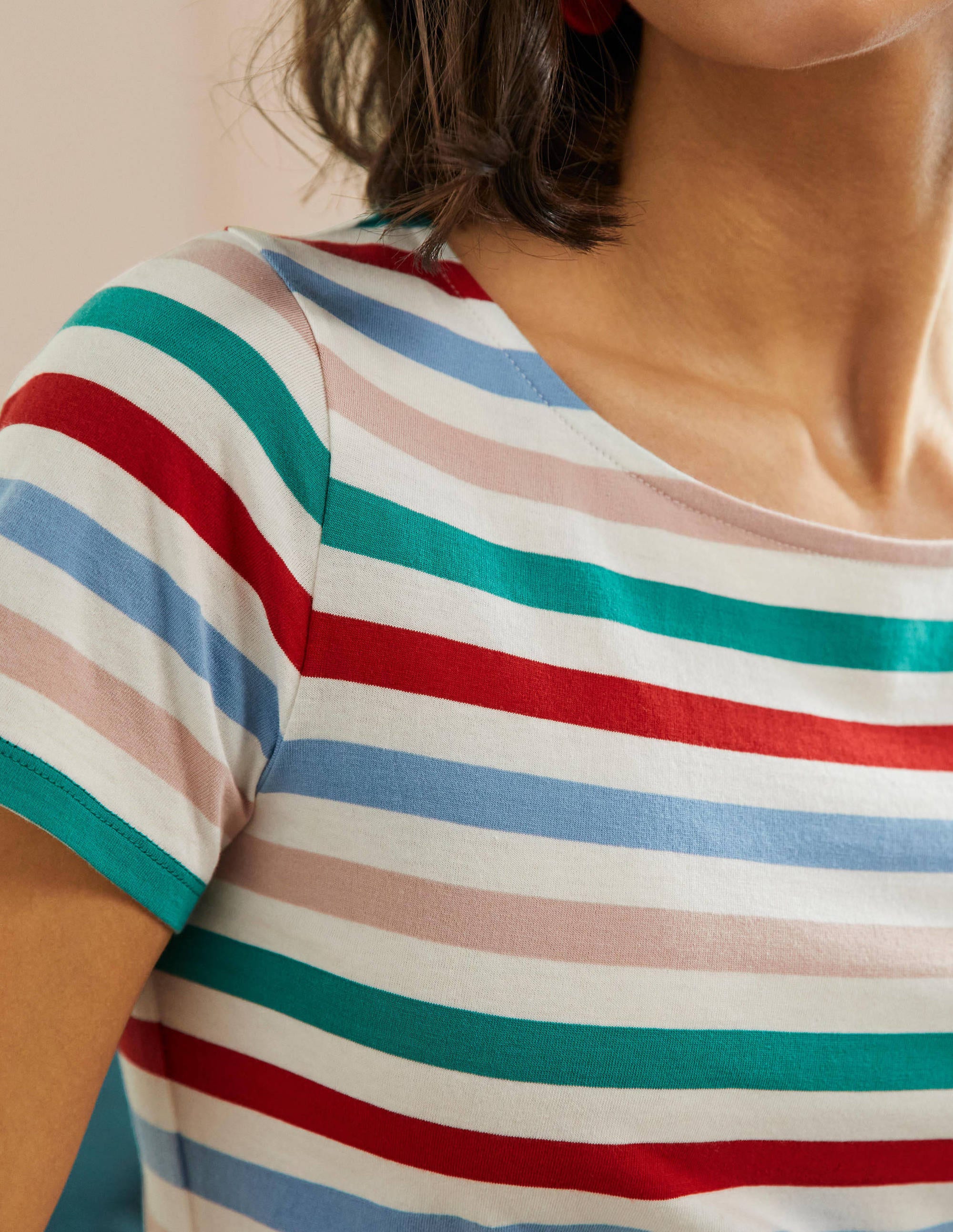 Kurzärmliges Bretonshirt-Klee/Graublau, Gestreift - Image 2