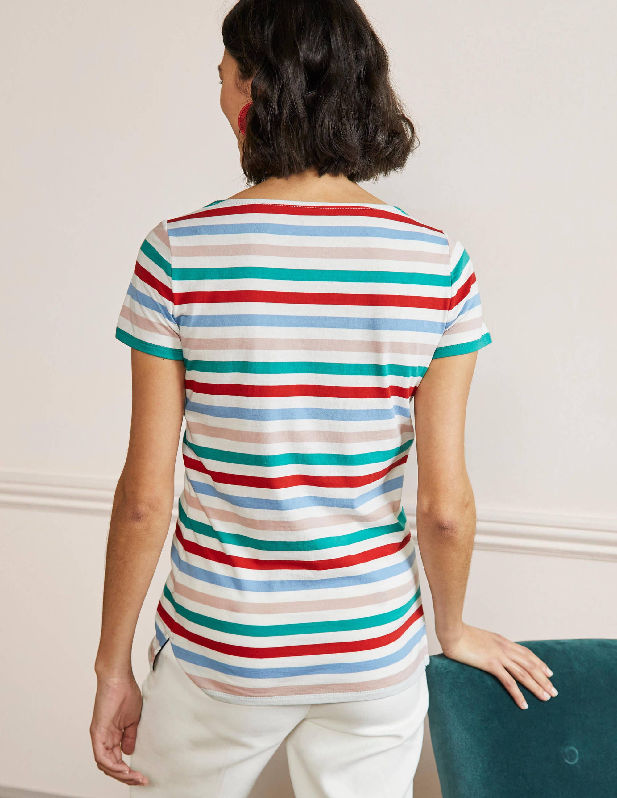 Kurzärmliges Bretonshirt-Klee/Graublau, Gestreift - Image 3