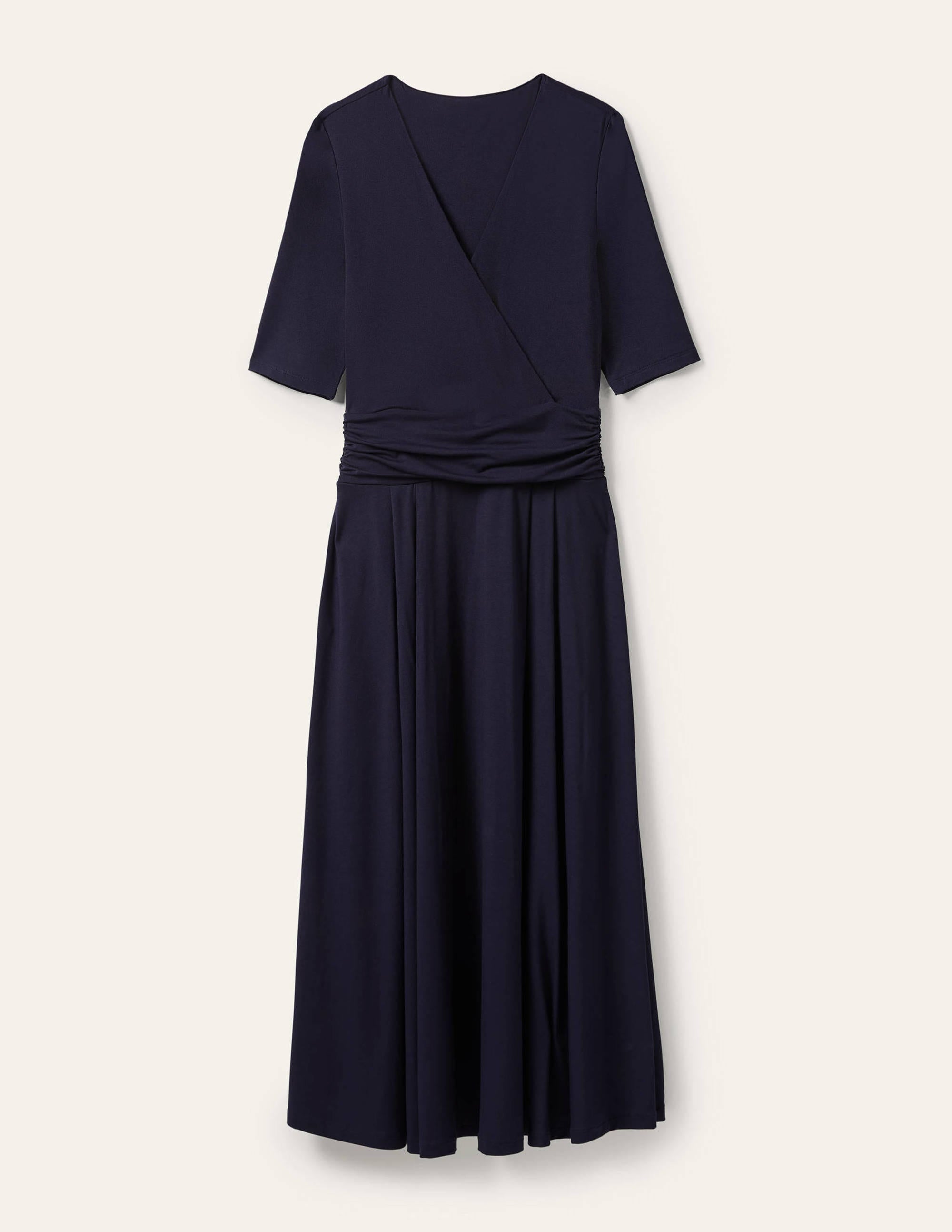 Midikleid aus Jersey mit geraffter Taille-Marineblau - Image 5