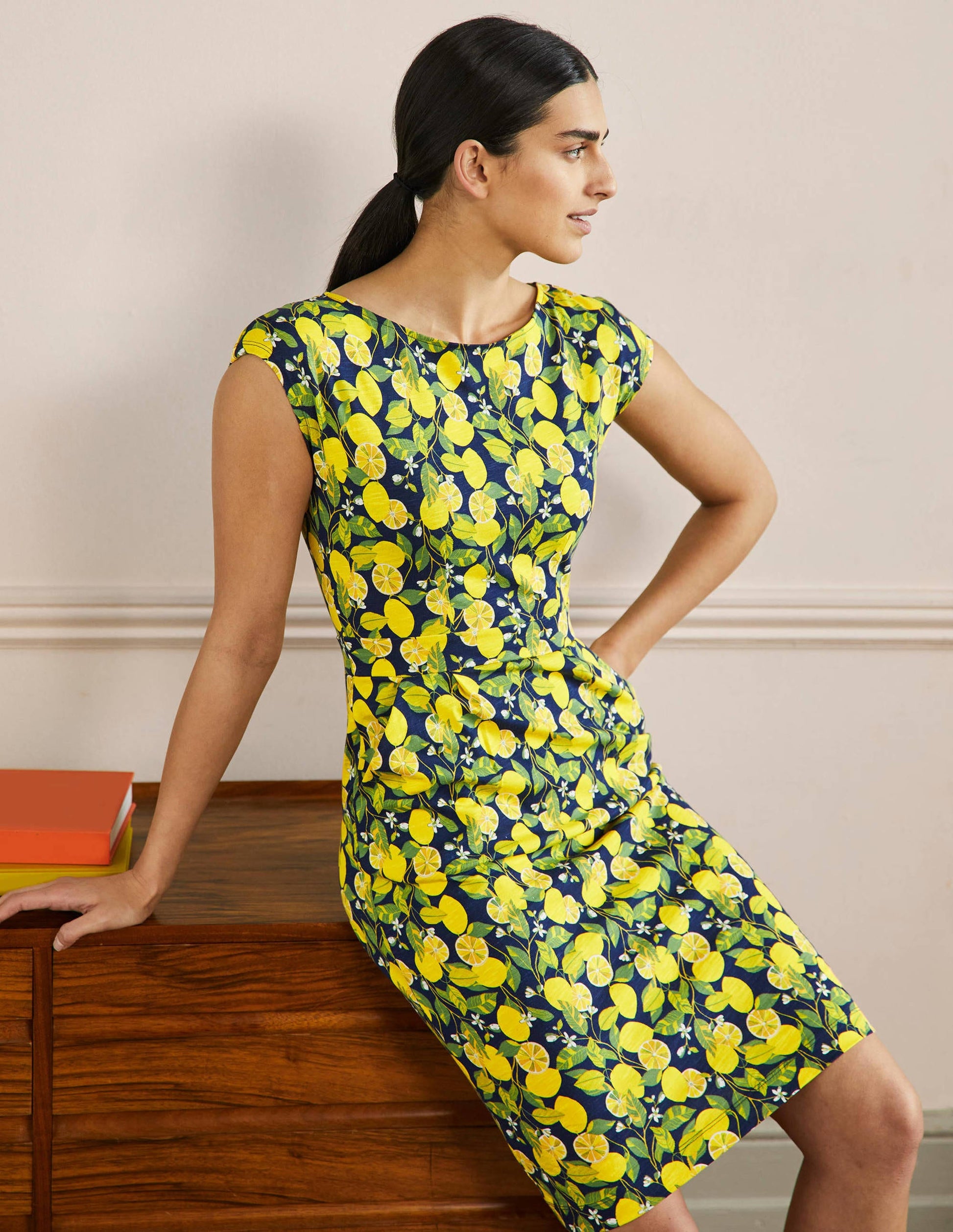 Florrie Jerseykleid-Französisches Navy, Zitronenranke-1