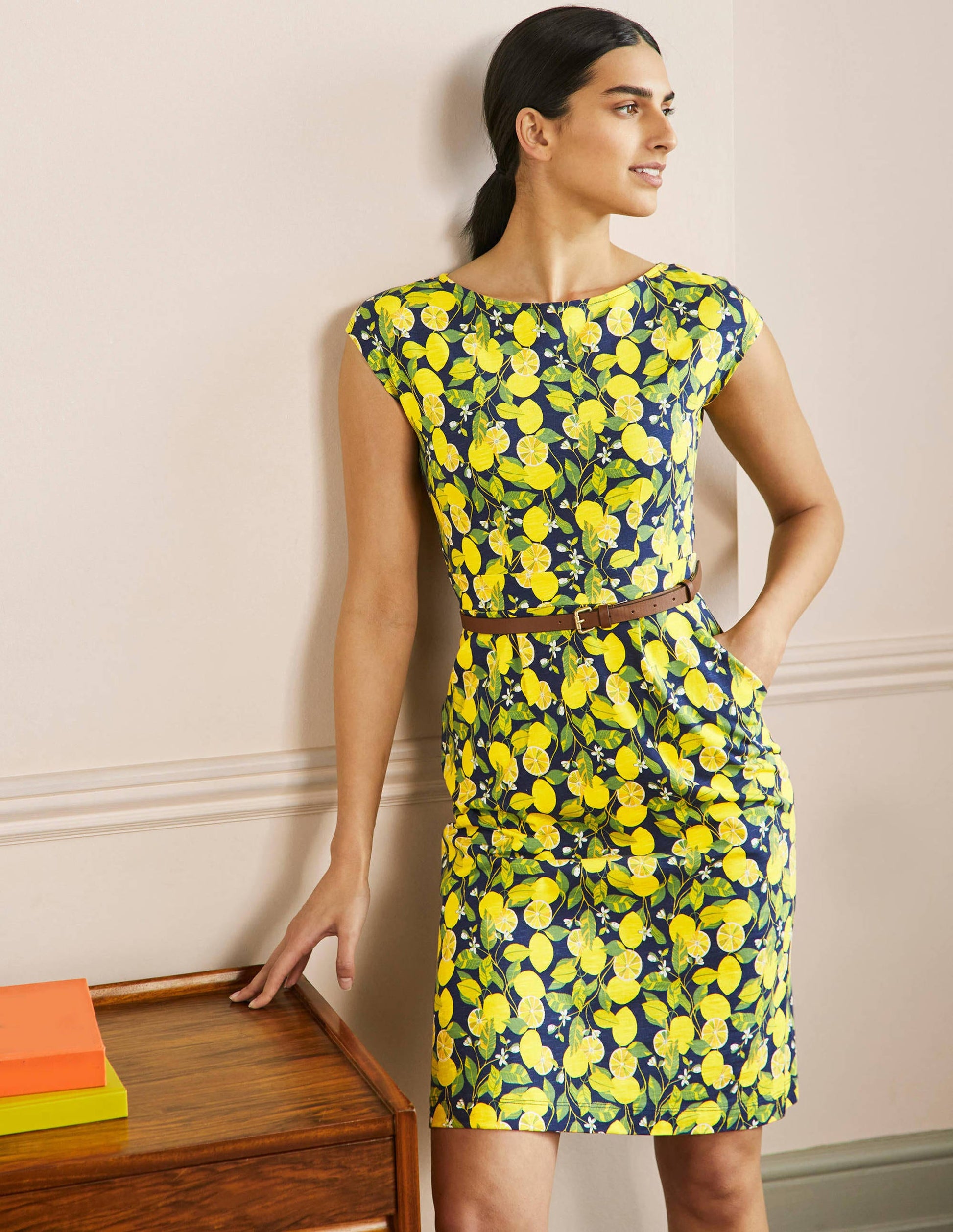 Florrie Jerseykleid-Französisches Navy, Zitronenranke-4