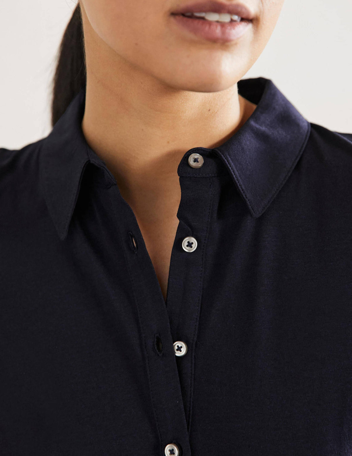 Robe-chemise Althea en jersey-Bleu marine-2