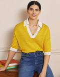 Linen Collared Jumper-Lemon Fizz, Ivory