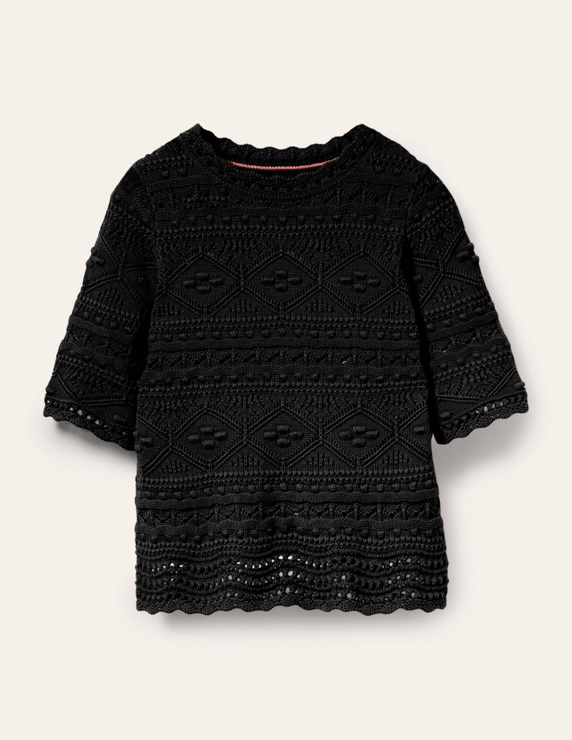 Claudia Textured Knitted Top-Black - Image 5