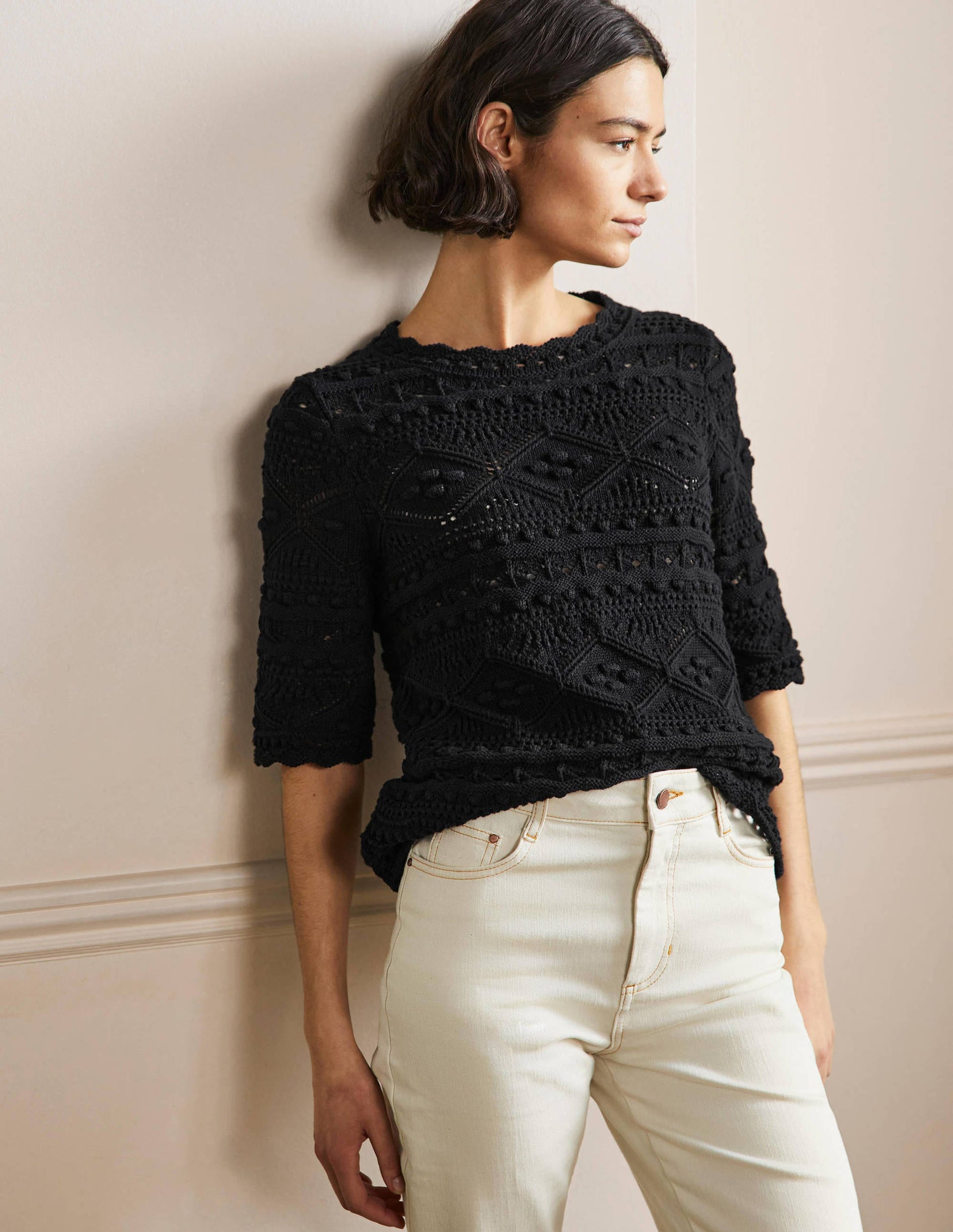 Claudia Textured Knitted Top-Black-1