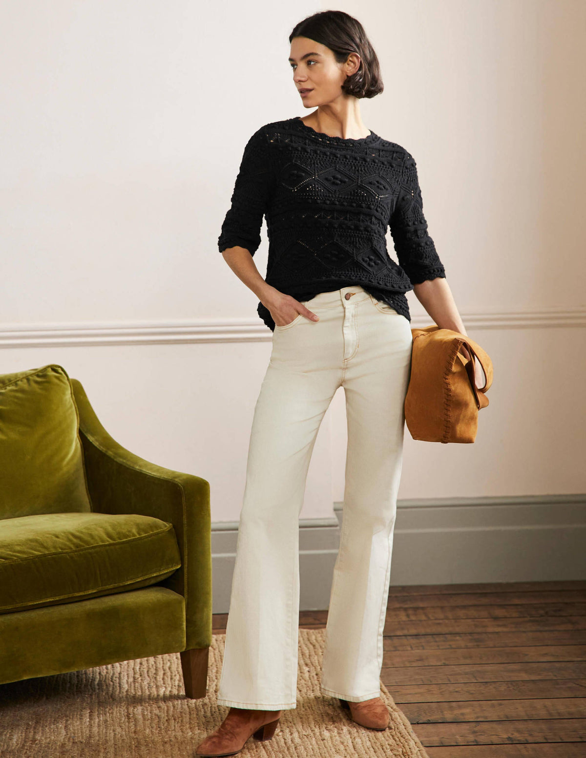 Claudia Textured Knitted Top-Black - Image 3