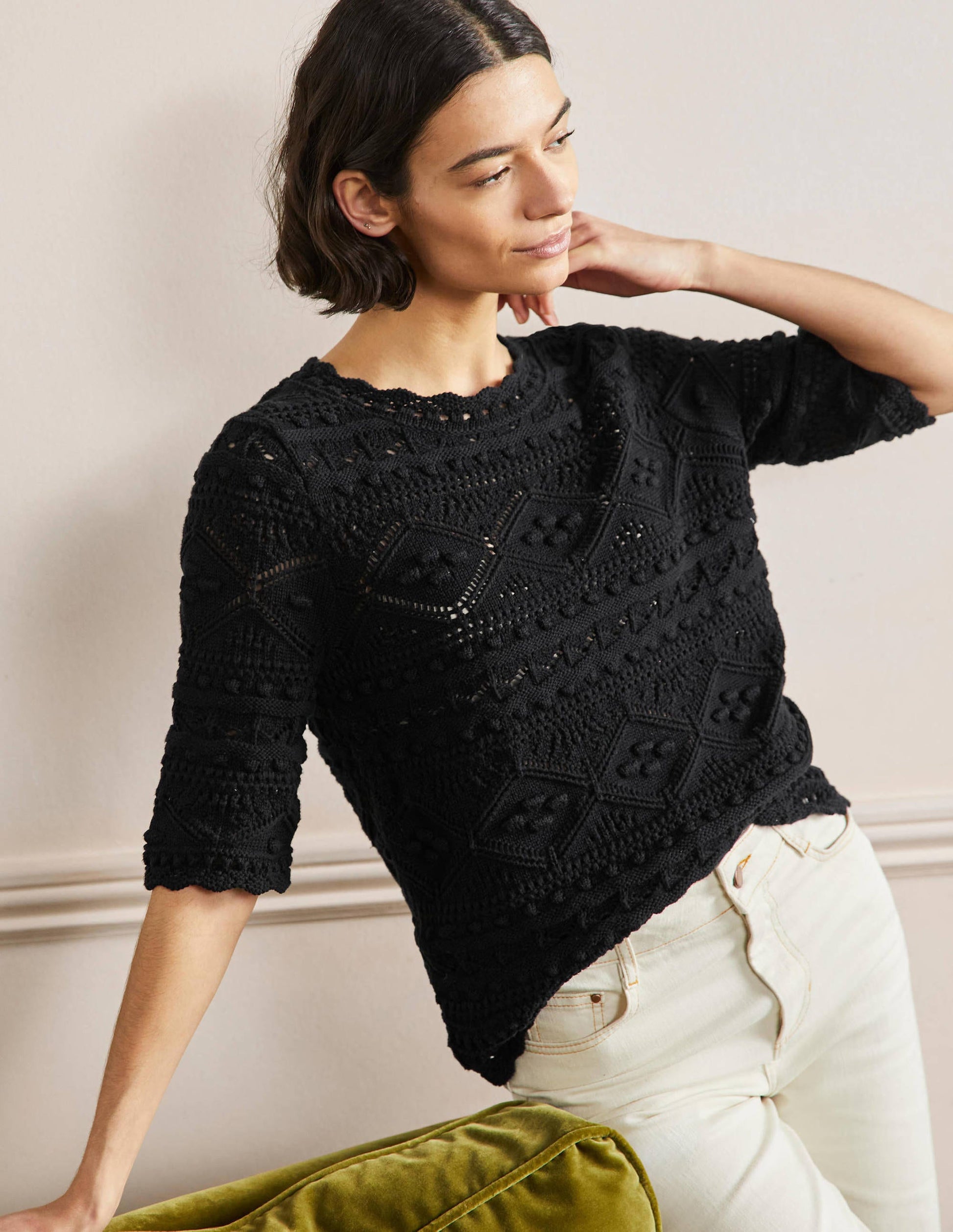 Claudia Textured Knitted Top-Black-4