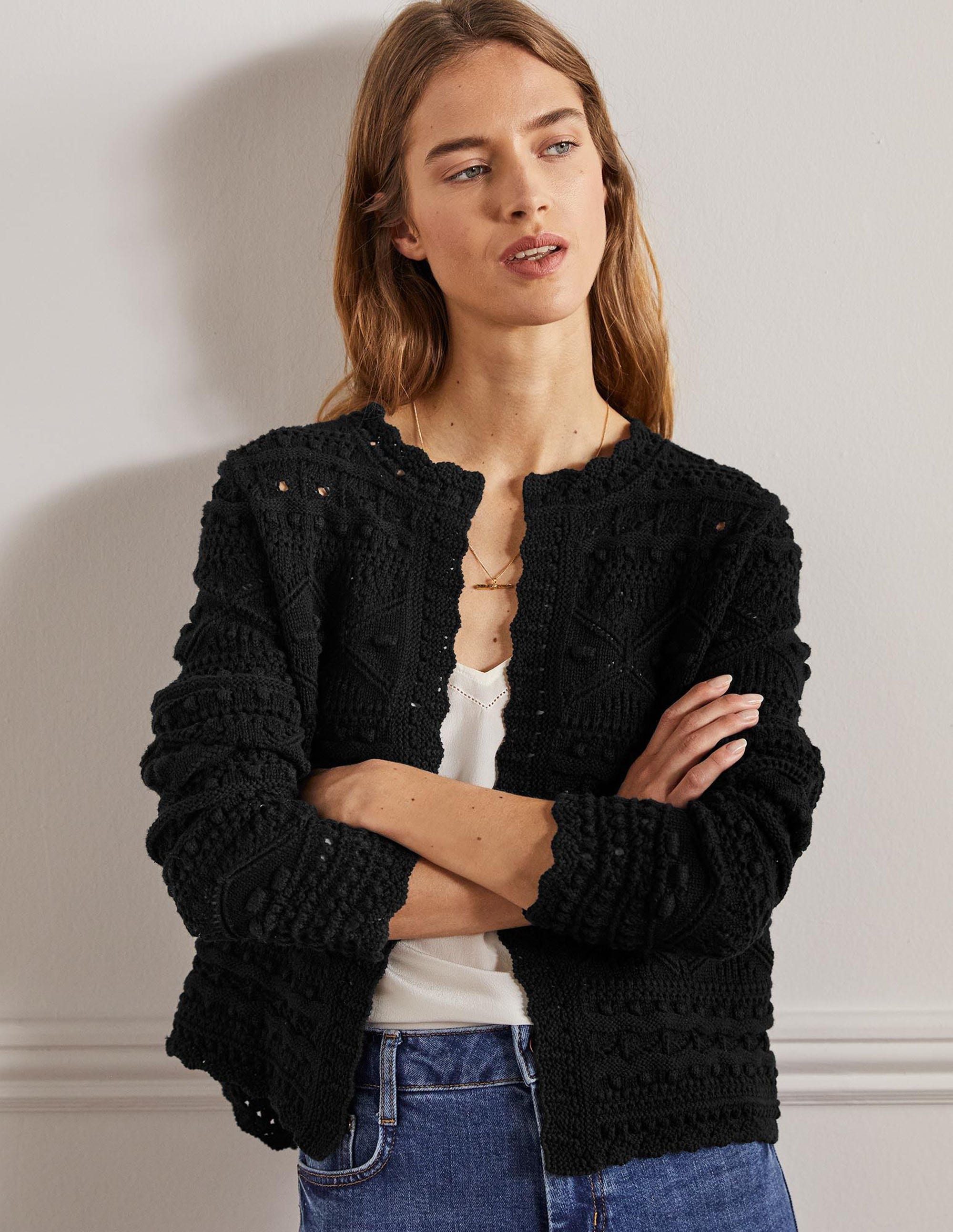Claudia Strukturierter Strickcardigan-Schwarz - Image 1