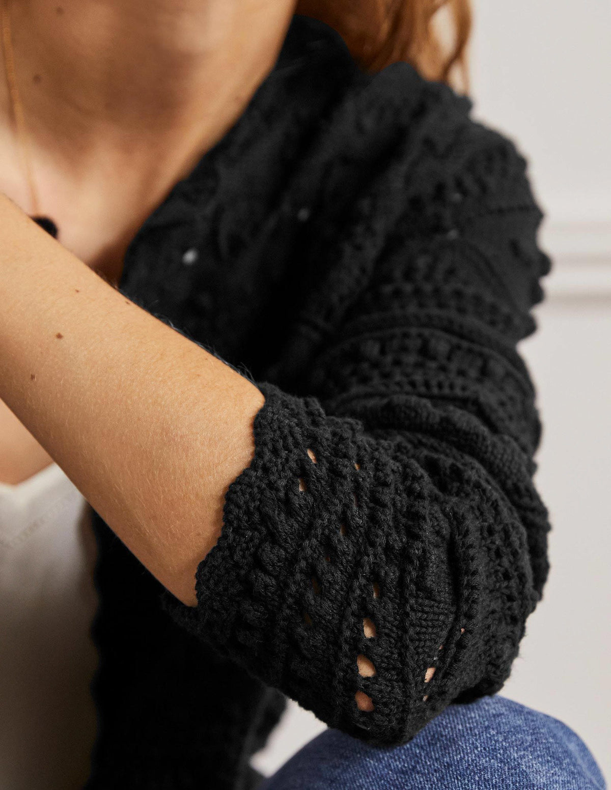 Claudia Strukturierter Strickcardigan-Schwarz - Image 2