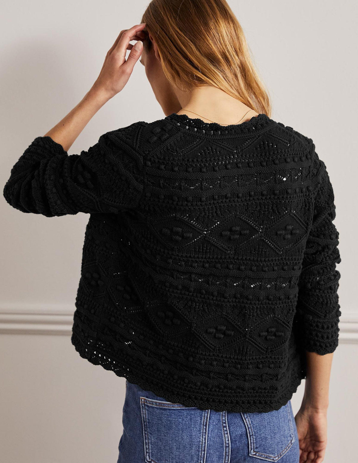 Claudia Strukturierter Strickcardigan-Schwarz - Image 3