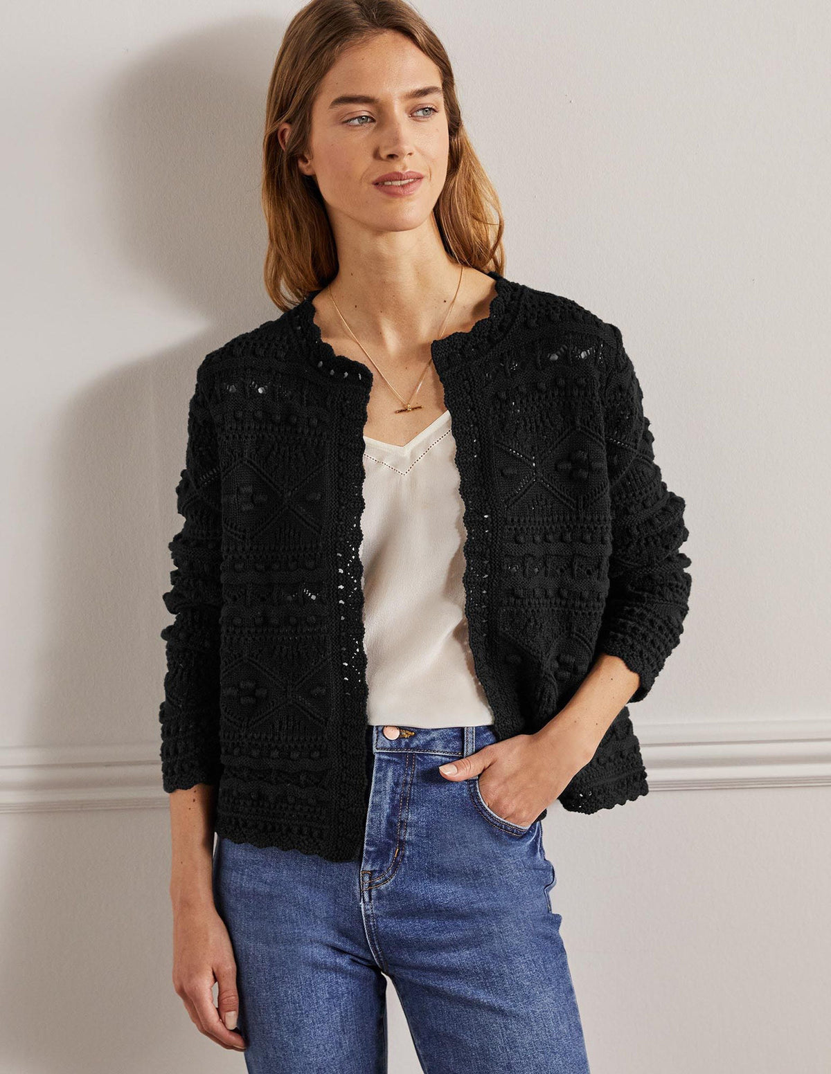 Claudia Strukturierter Strickcardigan-Schwarz - Image 4