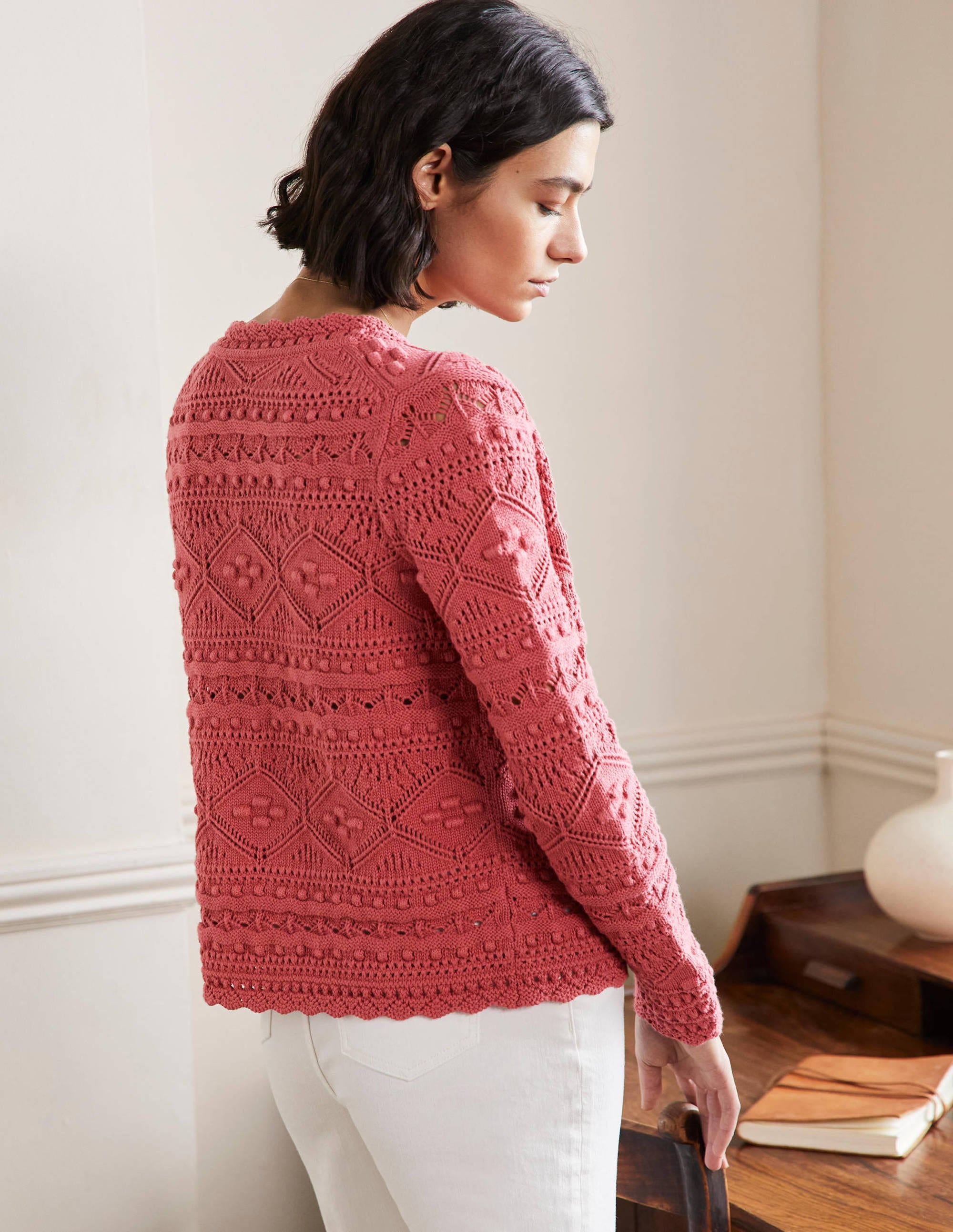 Claudia Strukturierter Strickcardigan-Staubrot - Image 3