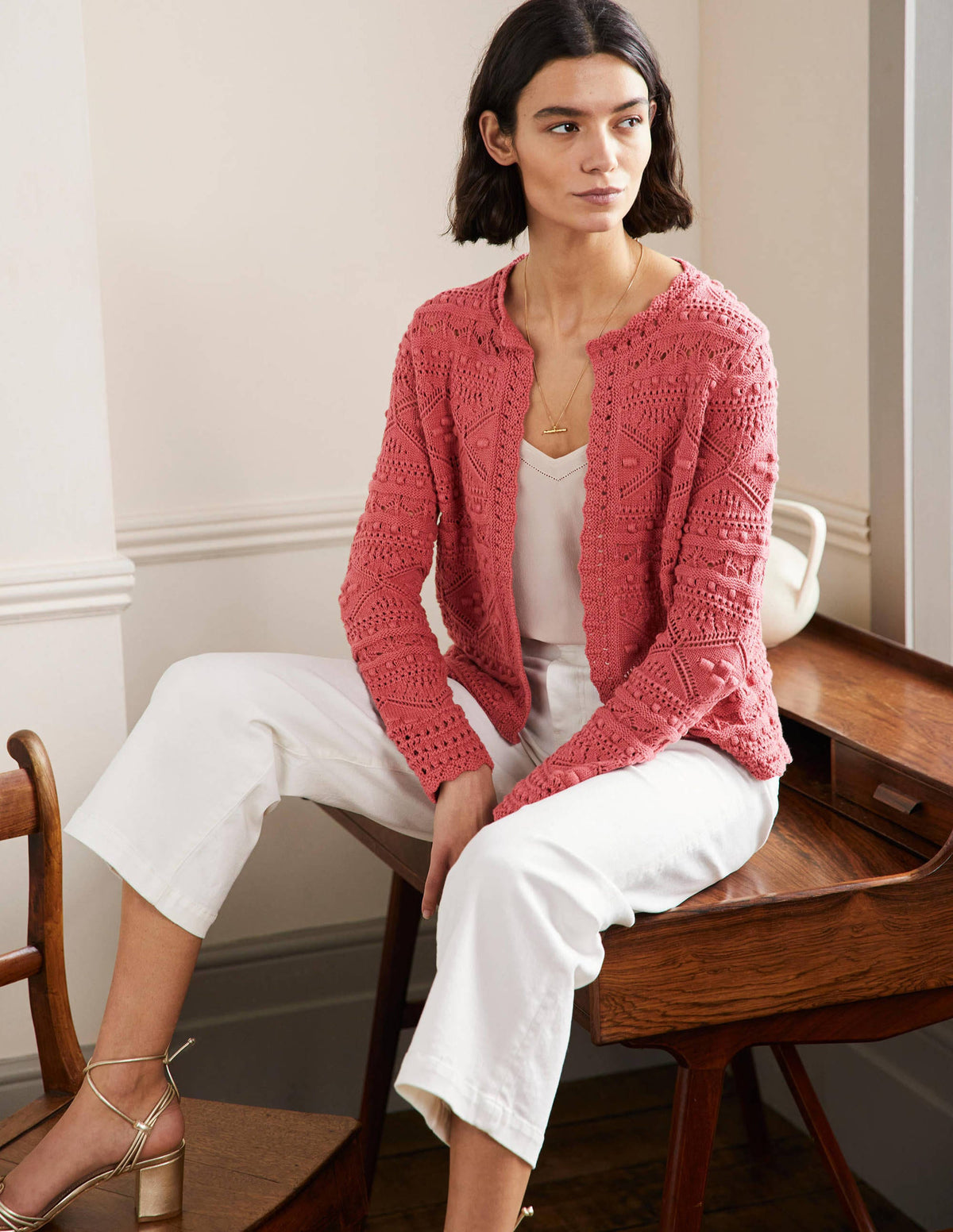 Claudia Strukturierter Strickcardigan-Staubrot - Image 4