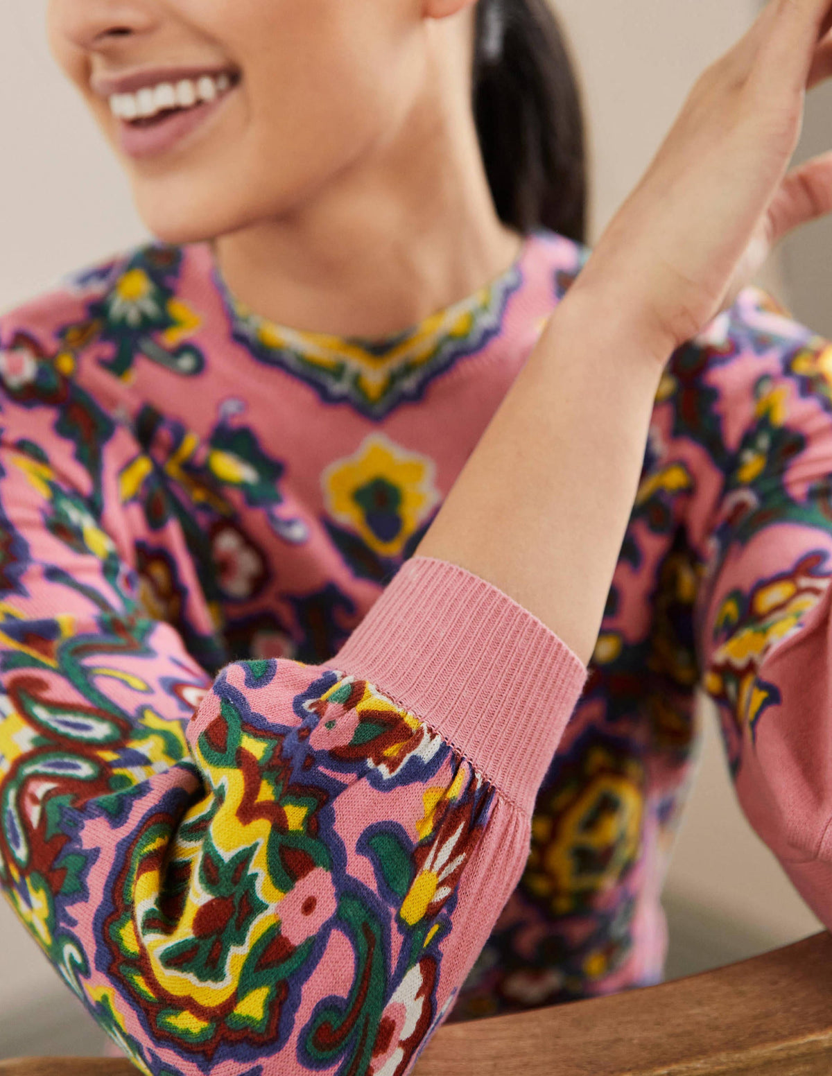 Printed Cotton Jumper-Azalea, Decorative Blooms - Image 2