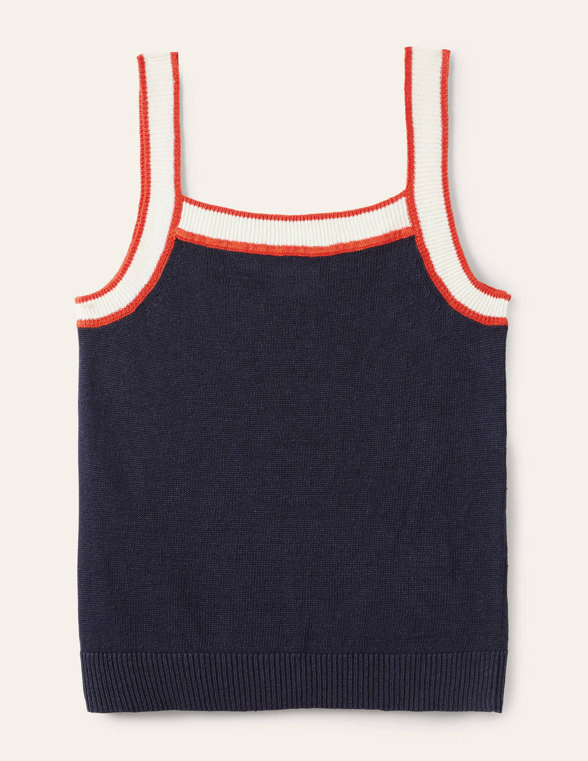 Square Neck Linen Vest-Navy-5