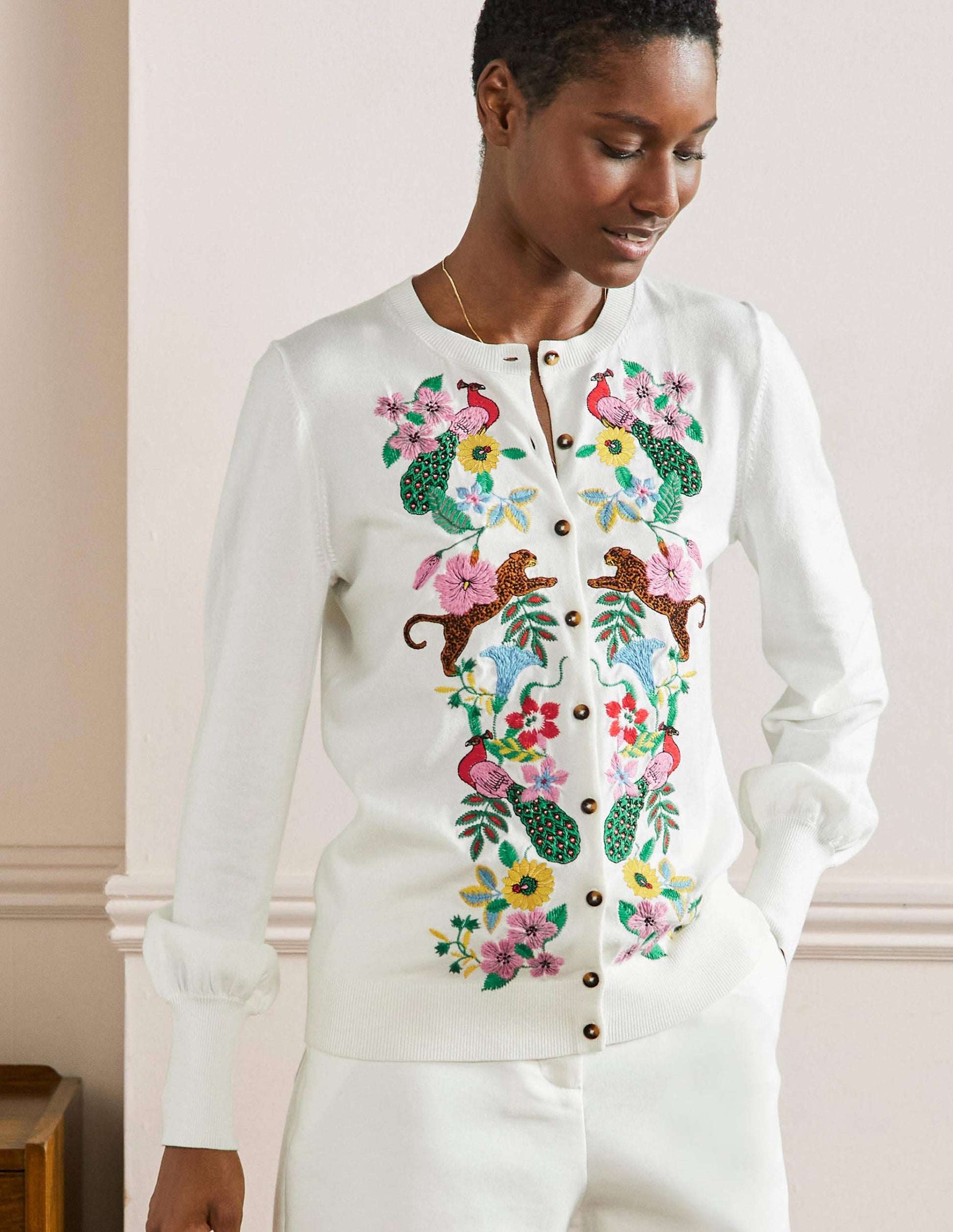 Gilet blousant brodé-Ivoire-1