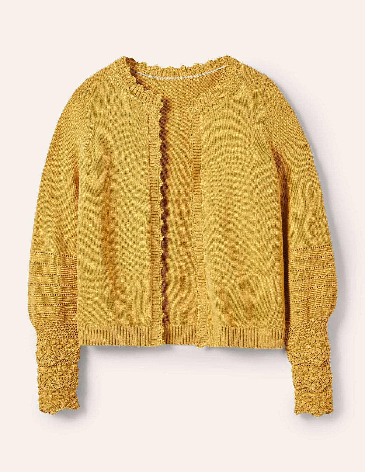 Gilet en maille à manches ornementées-Beurre-5