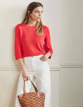 Relaxed Linen Jumper-Bright Poppy