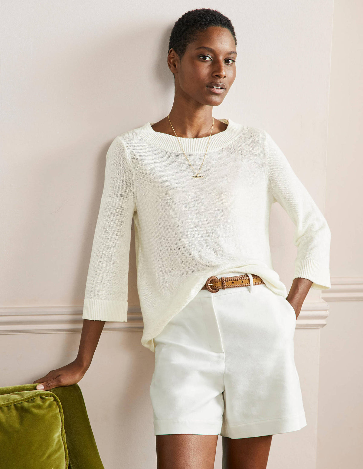 Pull oversize en lin-Ivoire - Image 1