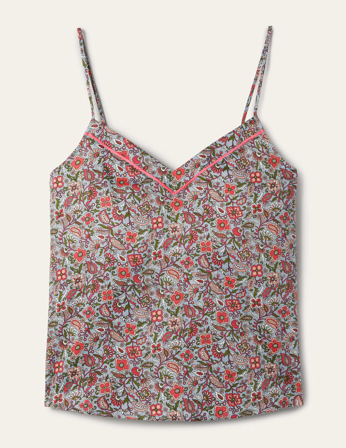 Caraco de pyjama col V-Motif Oriental Paradise bleu/ivoire-5