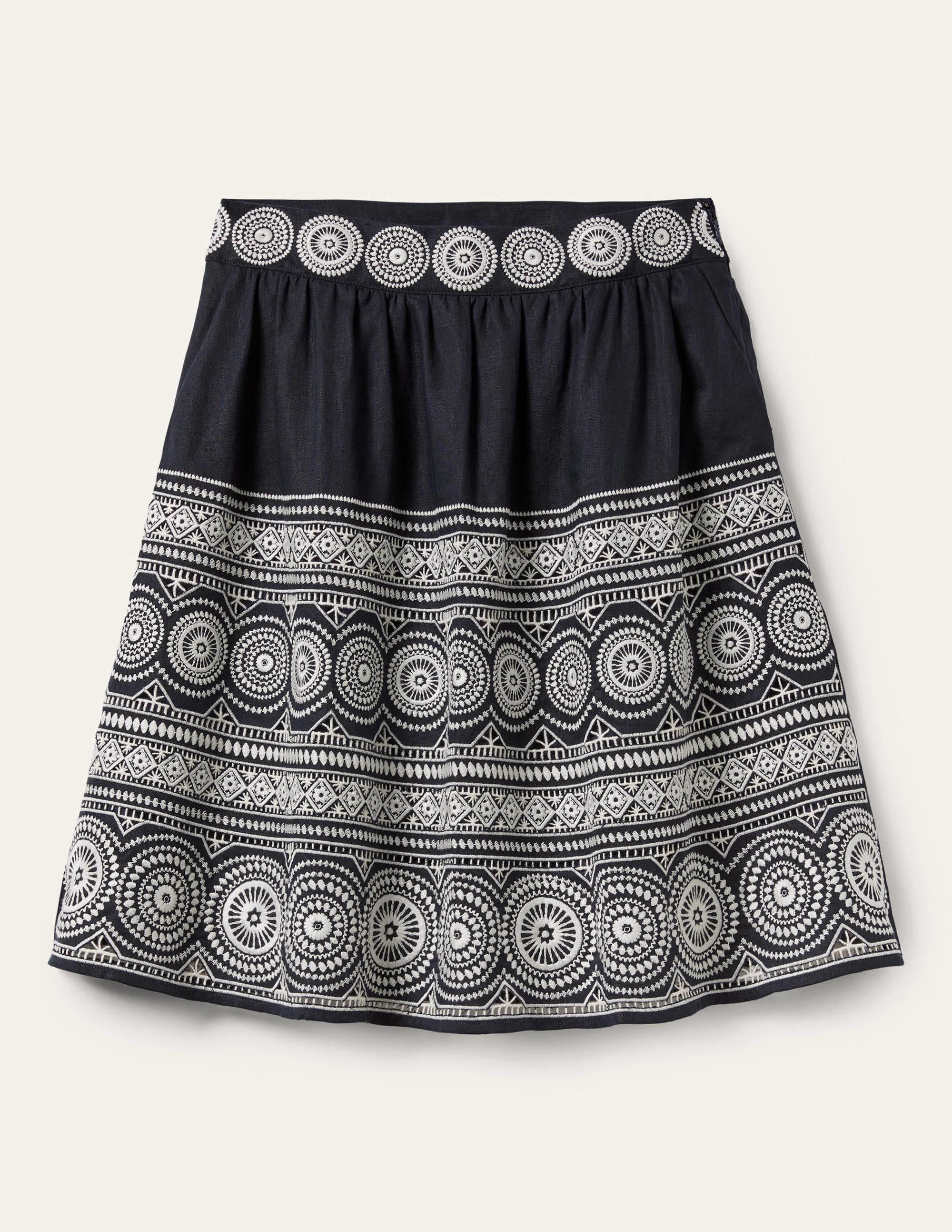 Tamsin Leinenrock mit Stickerei-Navy, Stickerei - Image 6