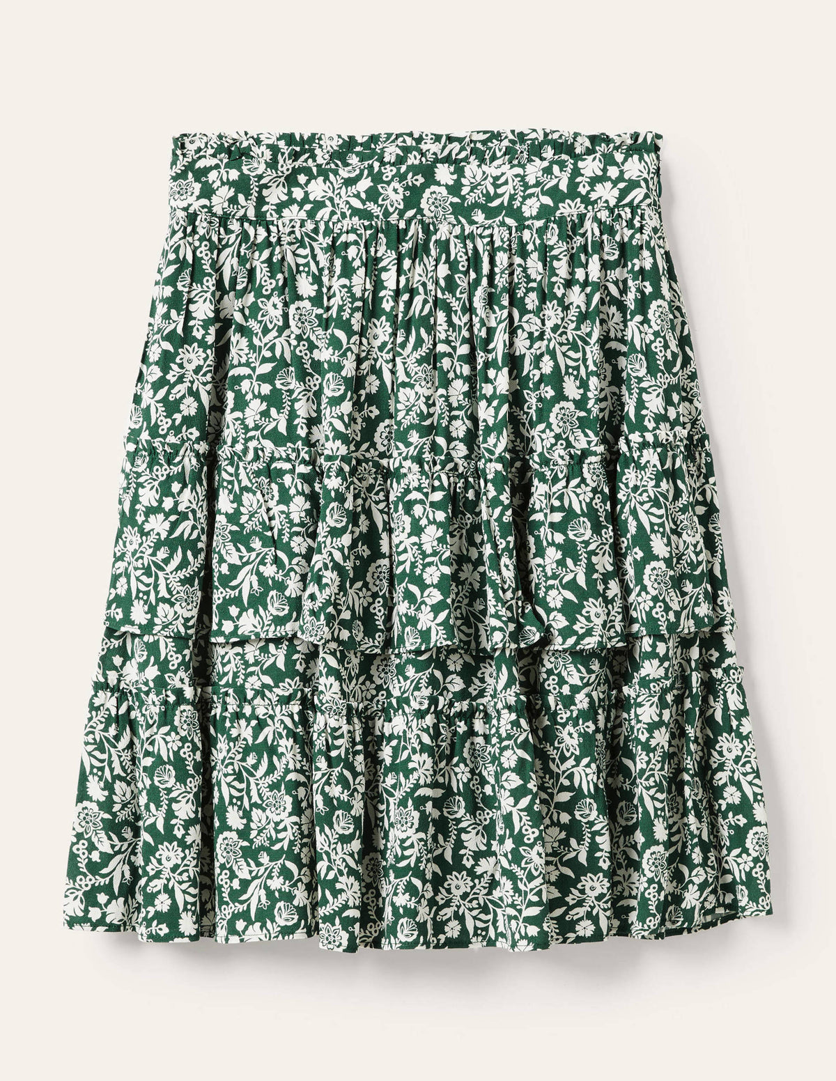 Multi Tiered Crepe Skirt-Trekking Green, Flora Charm-5