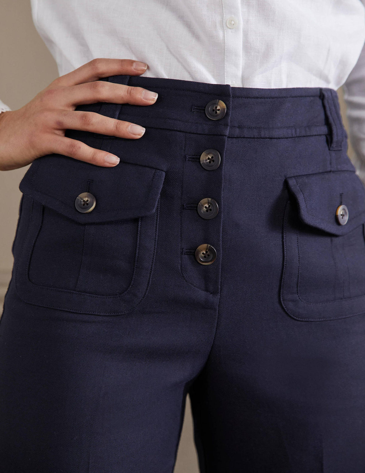 Carrie Hoch geschnittene Hose-Marineblau-2