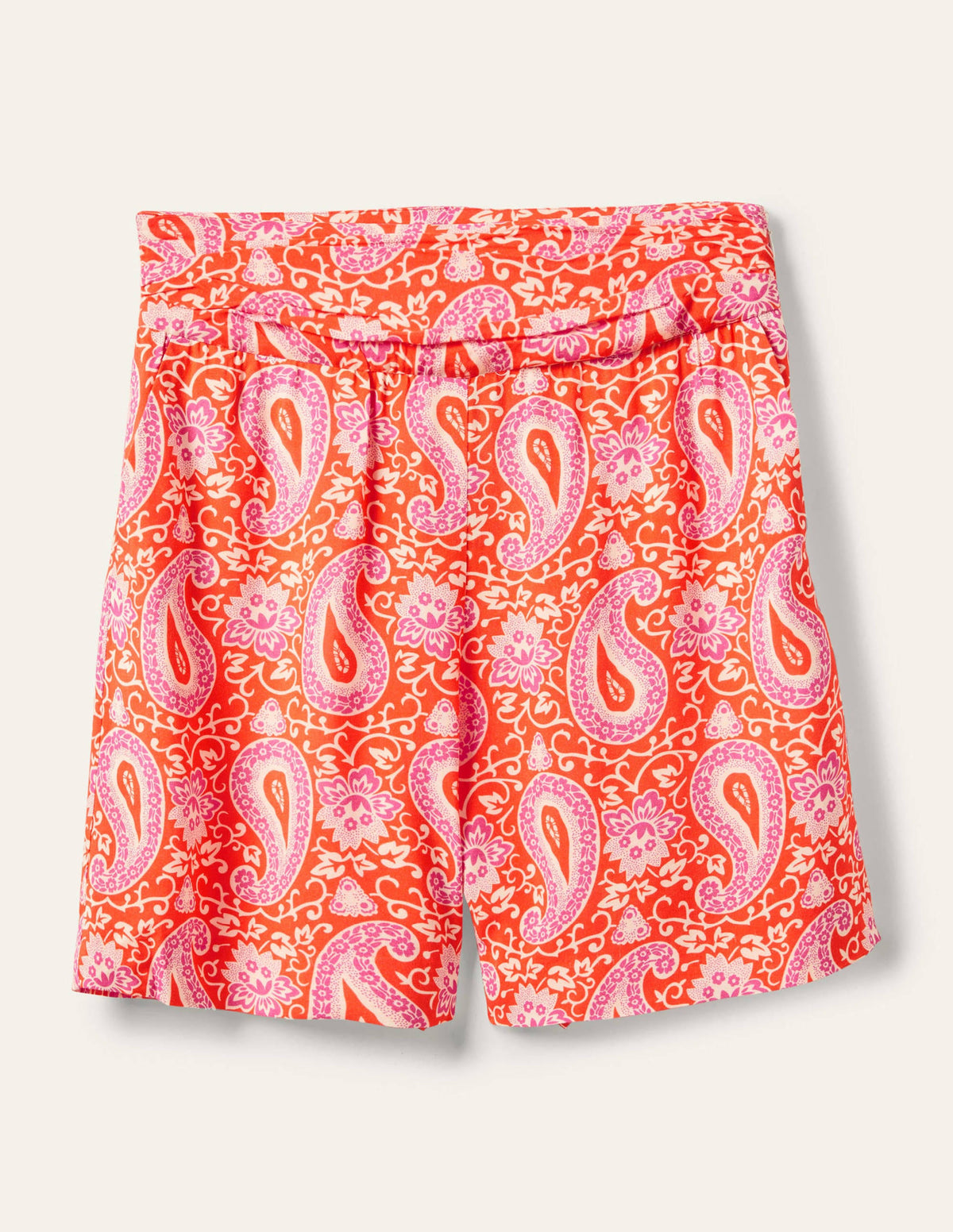 Shorts mit gerafftem Taillenbund-Papayaorange, Bezauberndes Paisleymuster - Image 5