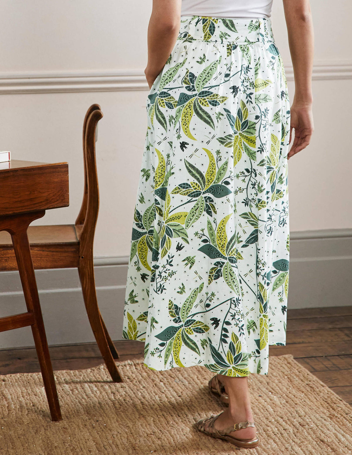 Jupe midi Rosemary en lin-Carambole, motif Oriental Cascade - Image 3